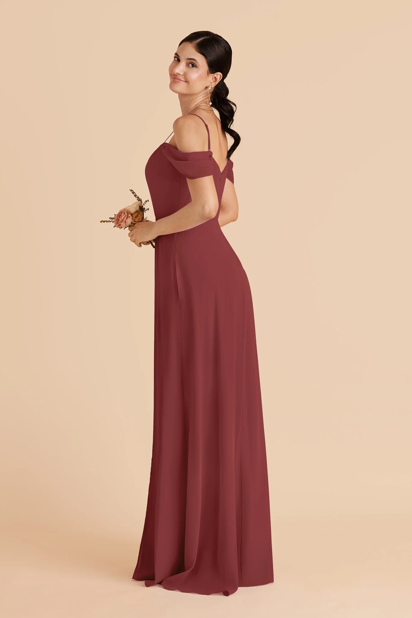 Devin Chiffon Dress With Slit - Rosewood - Image 4
