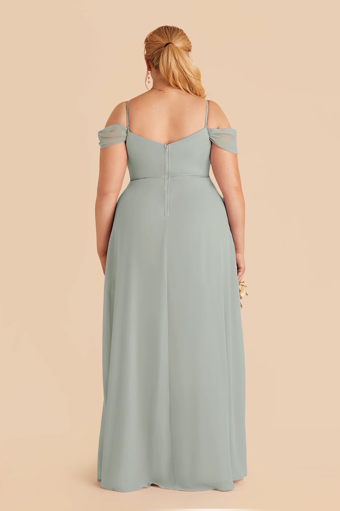 Devin Chiffon Dress With Slit - Sage - Image 4