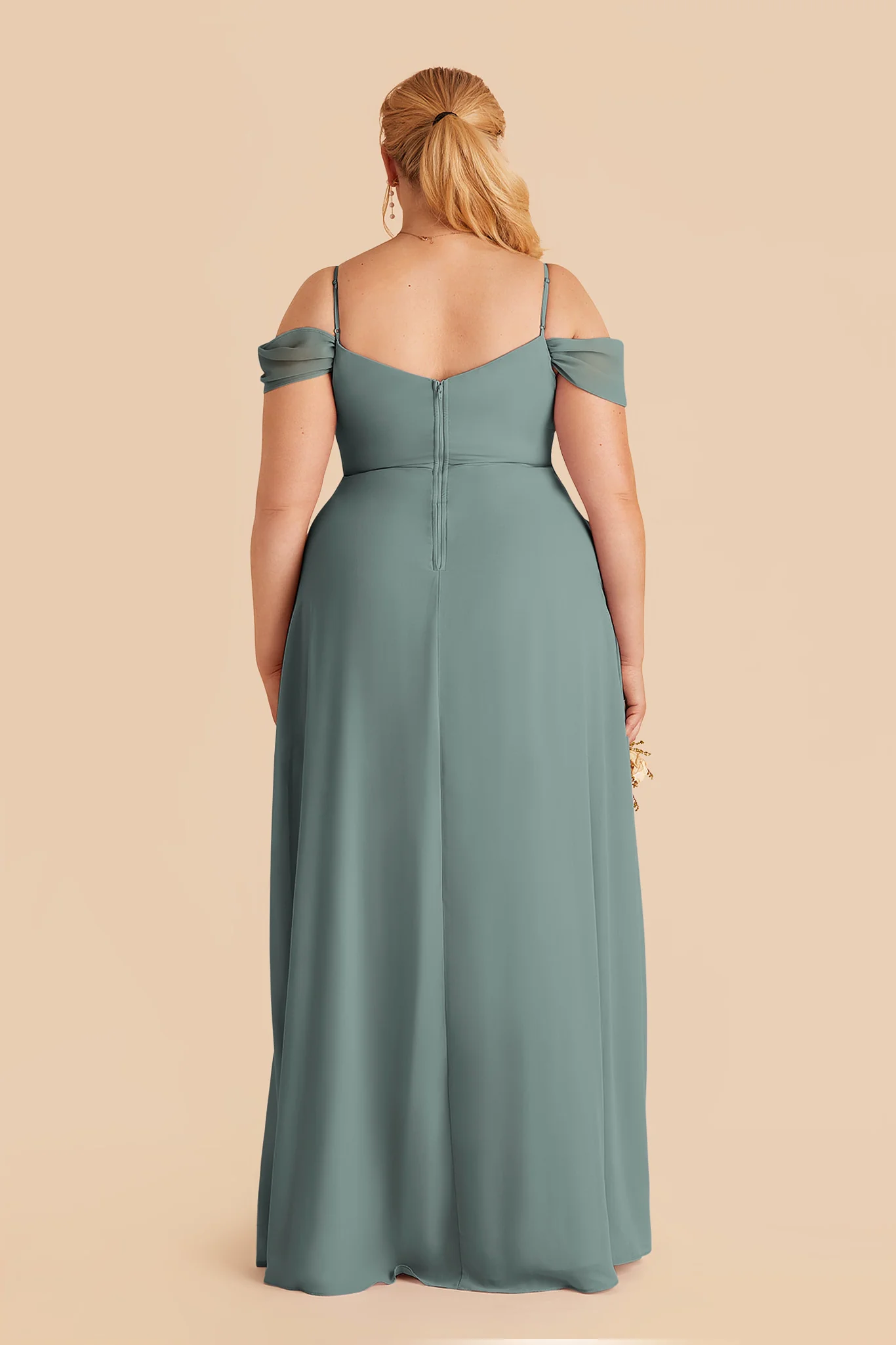 Devin Chiffon Dress With Slit - Sea Glass - Image 4