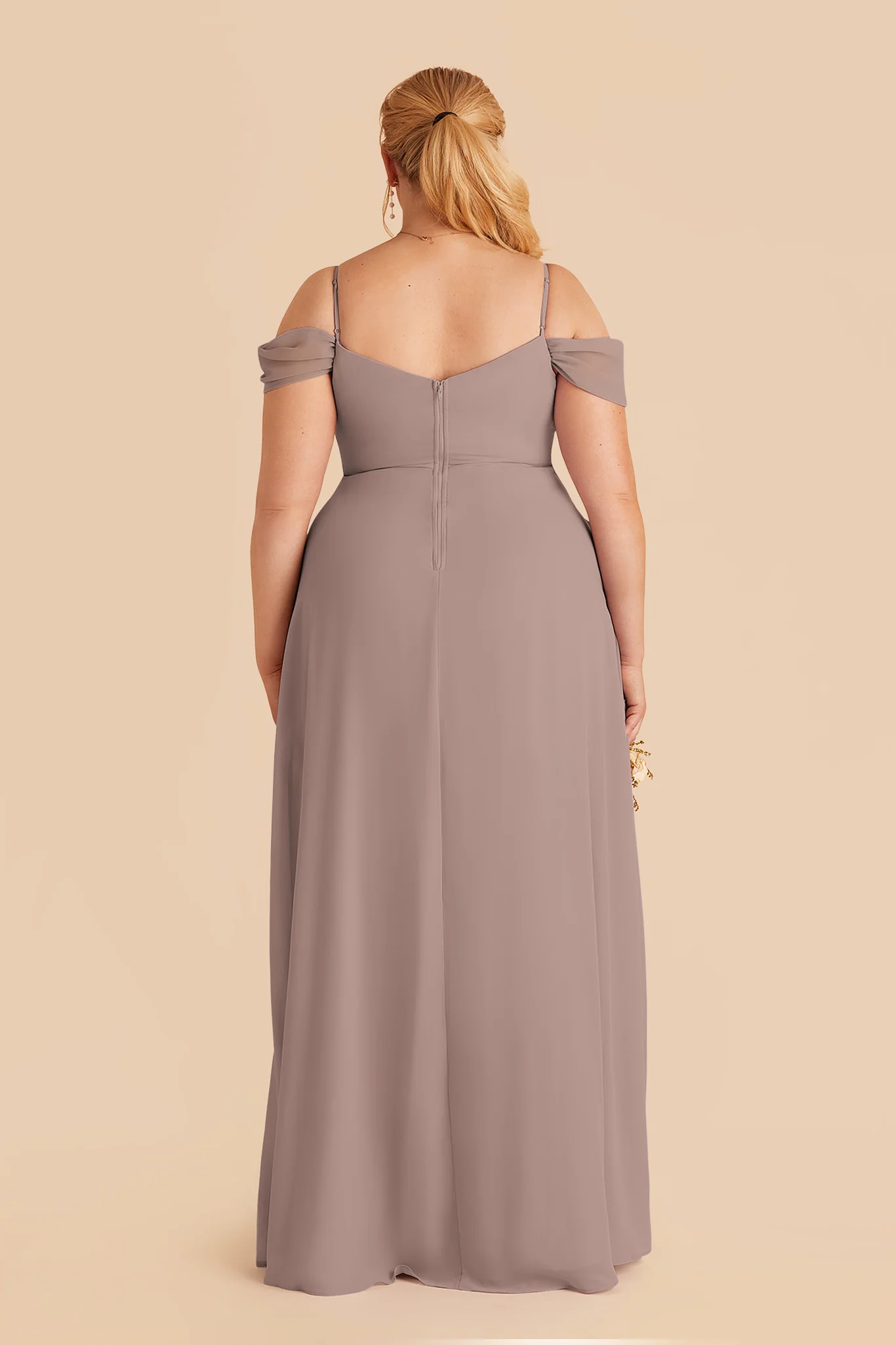 Devin Chiffon Dress With Slit - Toffee - Image 4