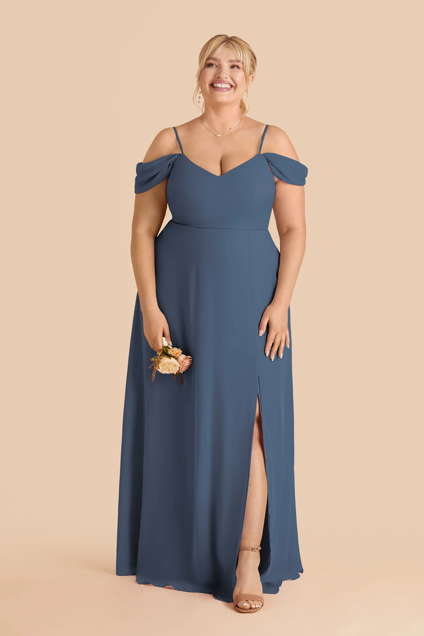Devin Chiffon Dress With Slit - Twilight - Image 2