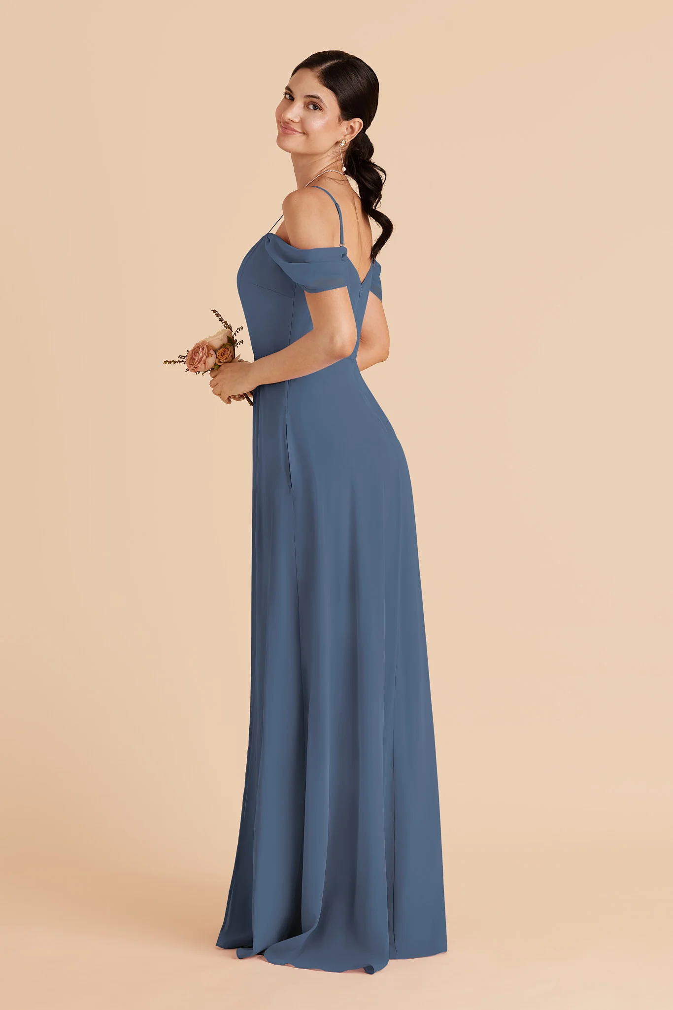 Devin Chiffon Dress With Slit - Twilight - Image 3