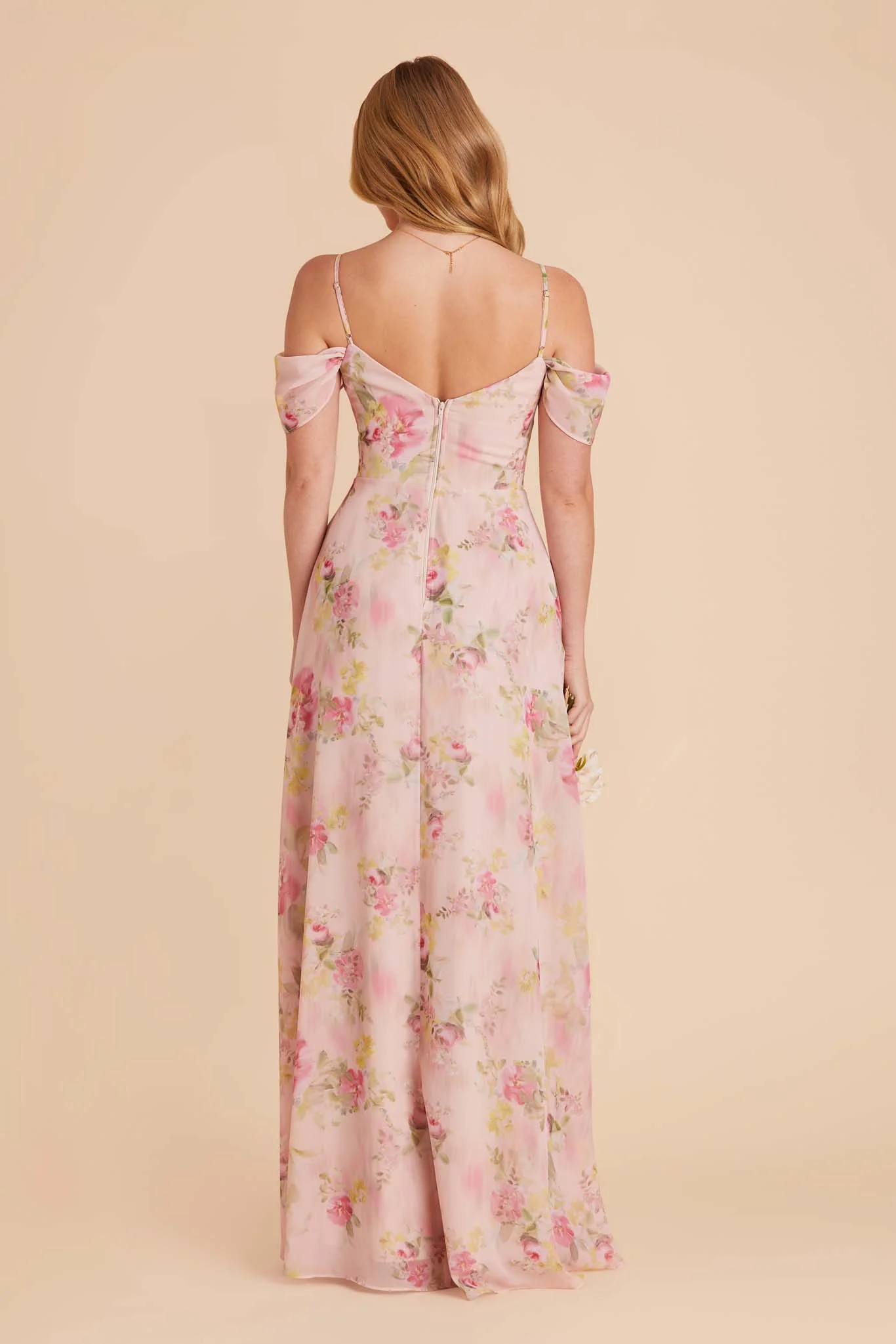 Devin Chiffon Dress With Slit - Vintage Pink Floral - Image 13