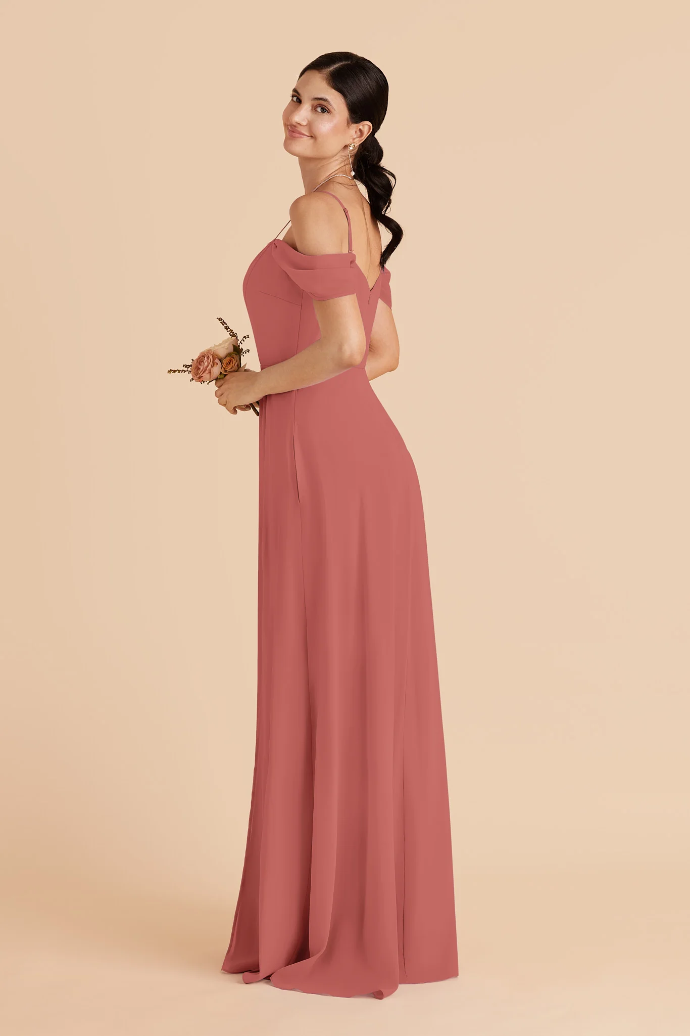 Devin Chiffon Dress With Slit - Wild Rose - Image 3