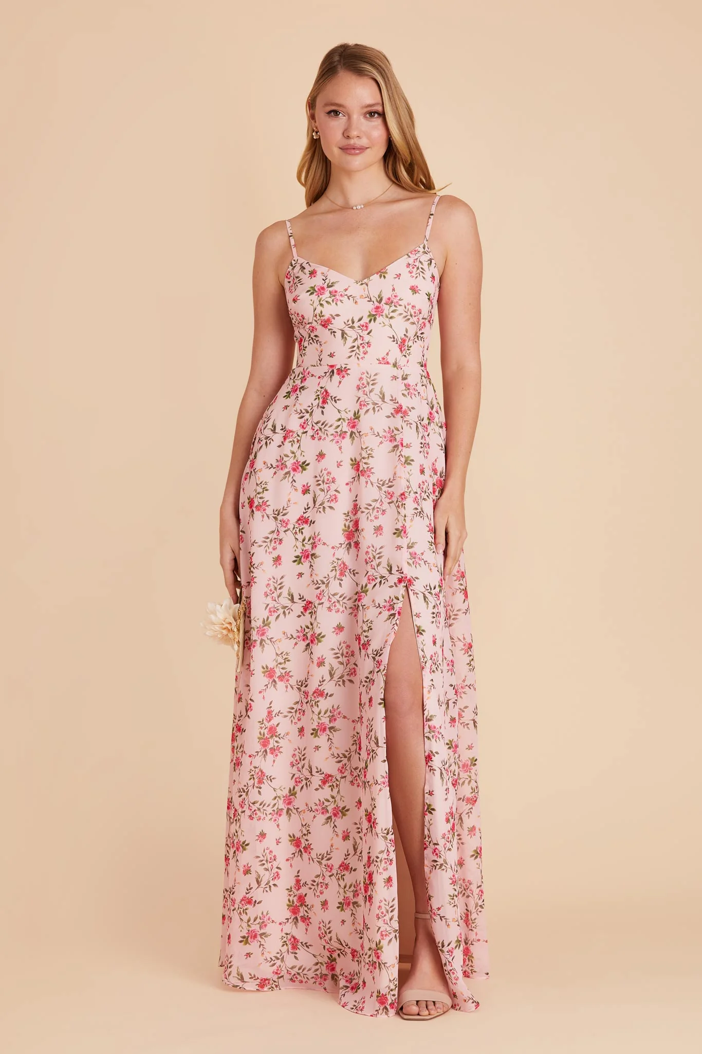 Devin Chiffon Dress With Slit - Wild Rose Garden - Image 5
