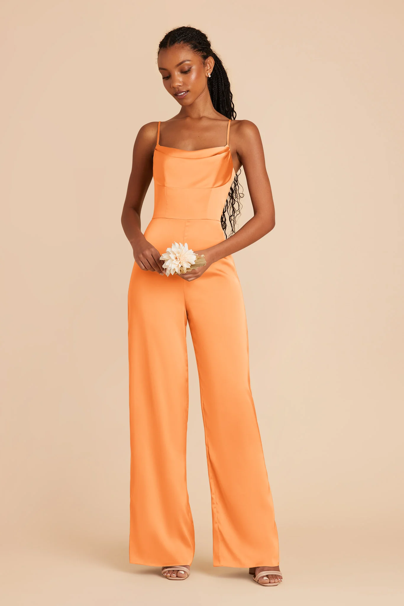 Donna Matte Satin Jumpsuit - Apricot