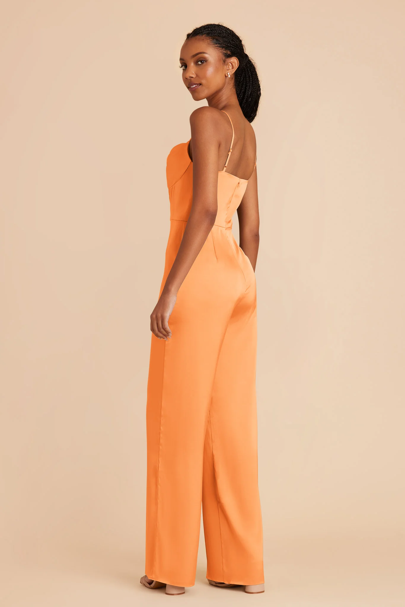 Donna Matte Satin Jumpsuit - Apricot - Image 4