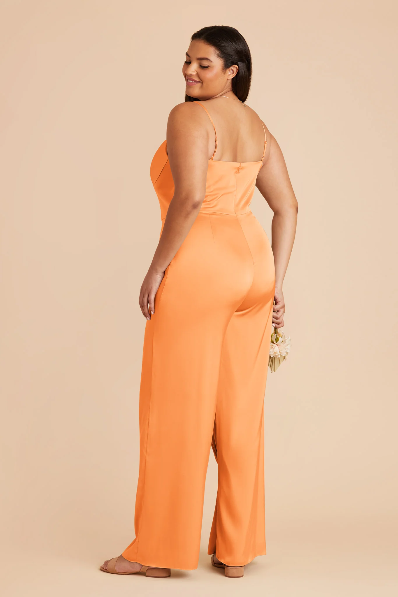 Donna Matte Satin Jumpsuit - Apricot - Image 7
