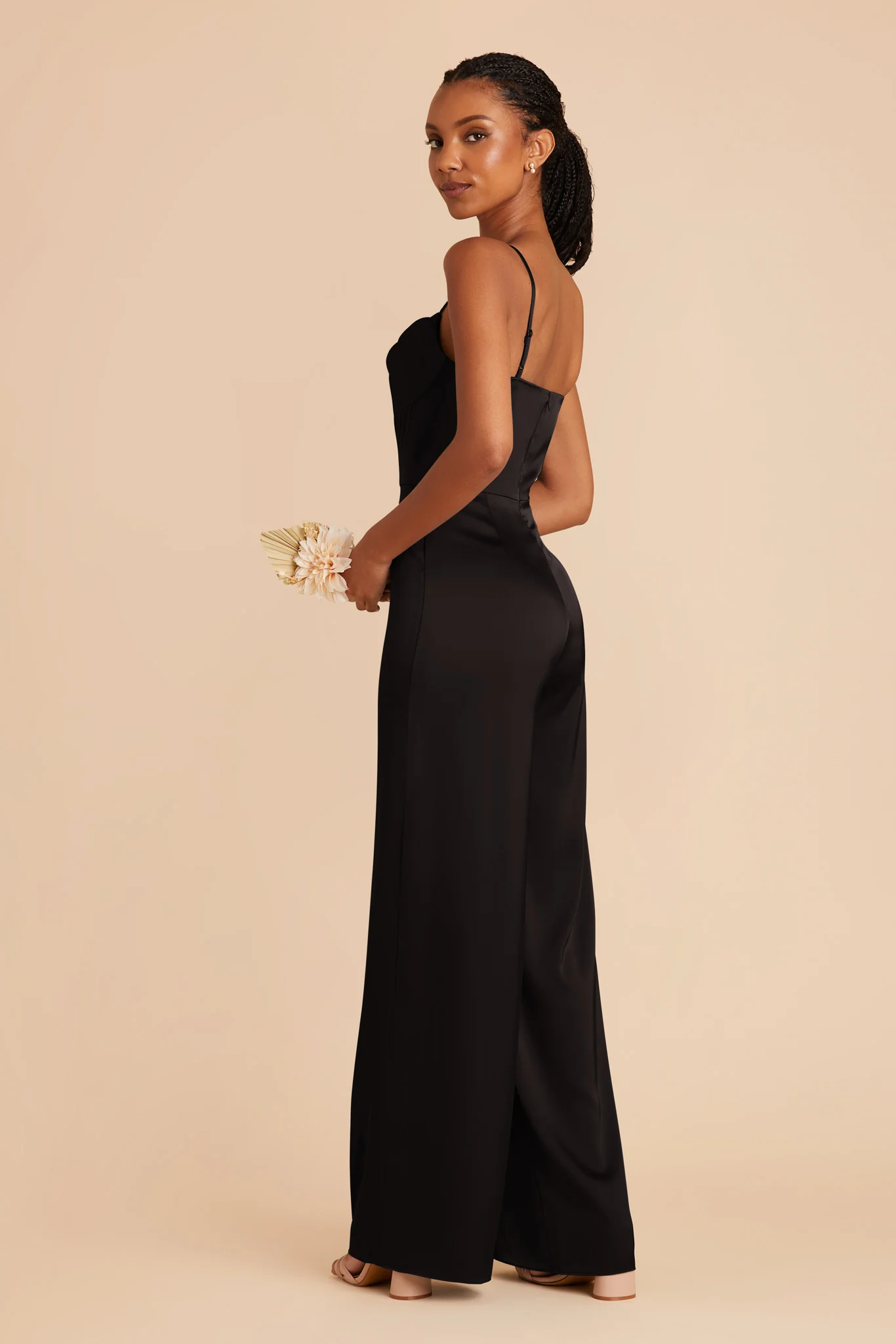Donna Matte Satin Jumpsuit - Black - Image 4