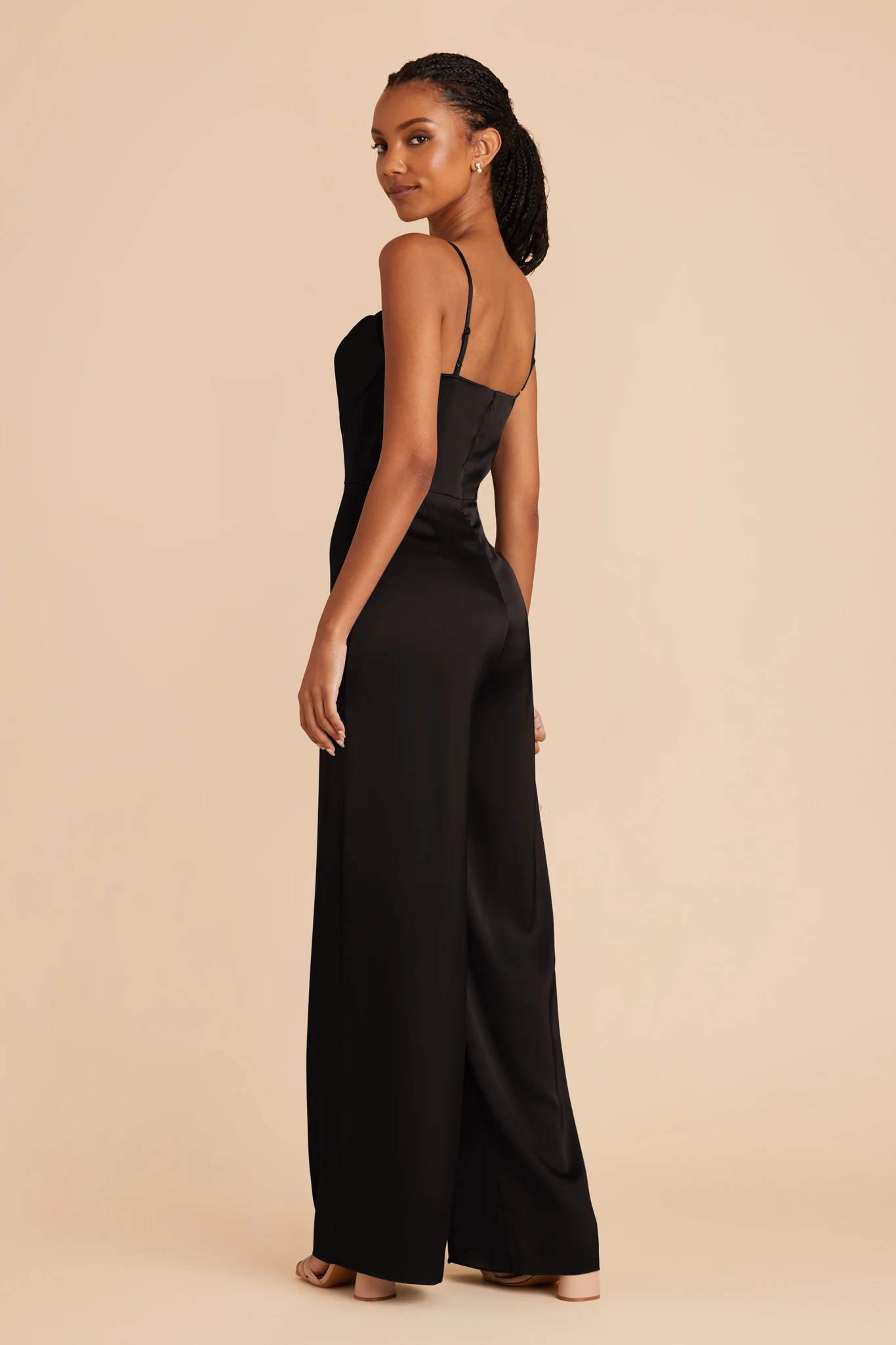 Donna Matte Satin Jumpsuit - Black - Image 5