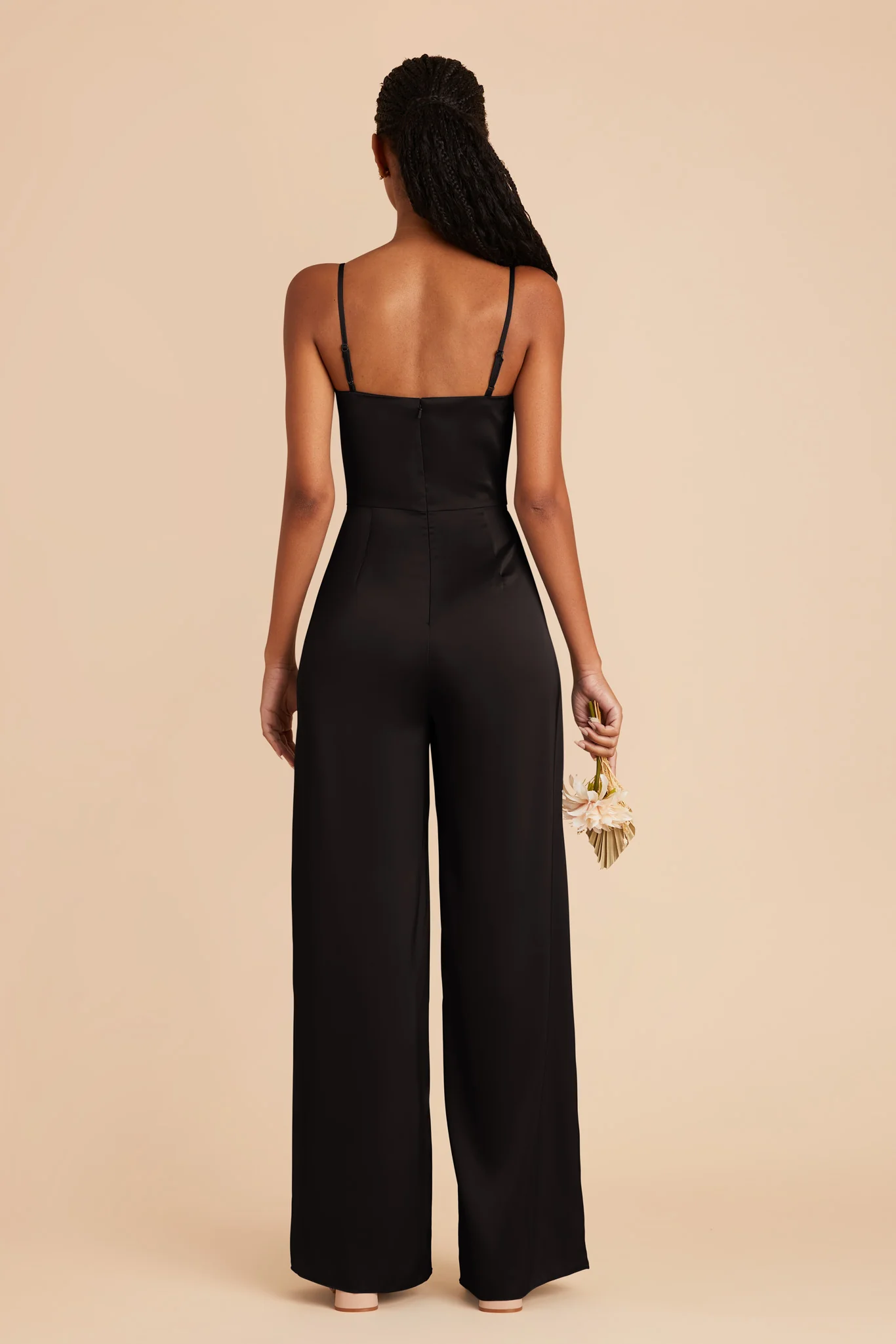 Donna Matte Satin Jumpsuit - Black - Image 6