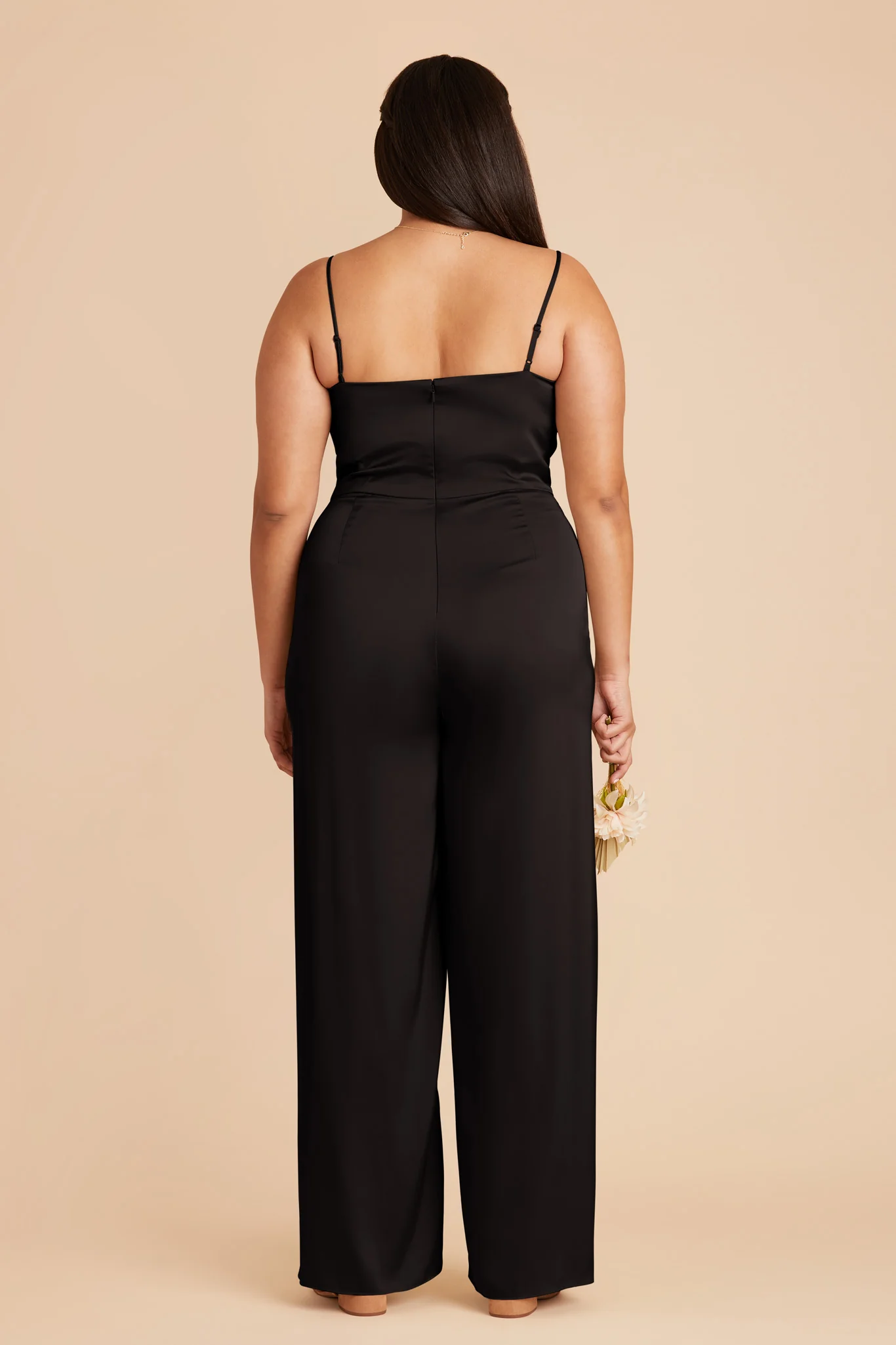 Donna Matte Satin Jumpsuit - Black - Image 9