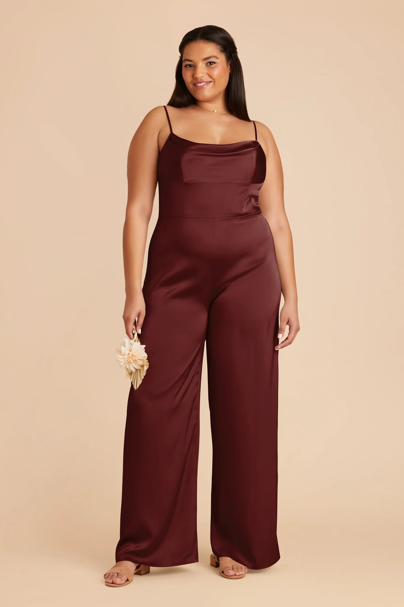 Donna Matte Satin Jumpsuit - Cabernet - Image 2