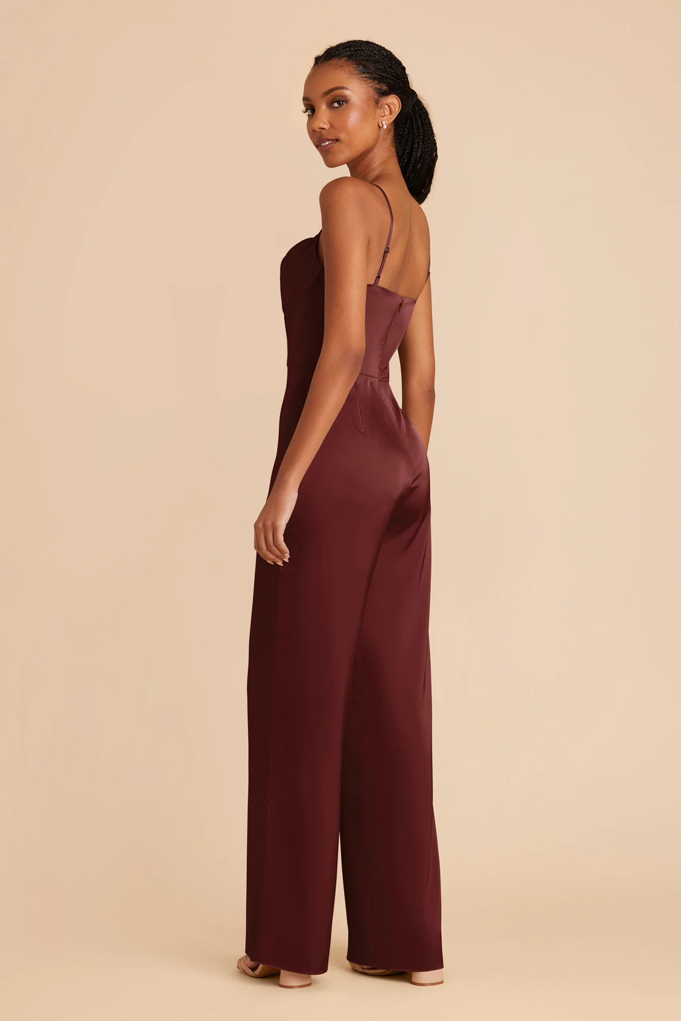 Donna Matte Satin Jumpsuit - Cabernet - Image 4