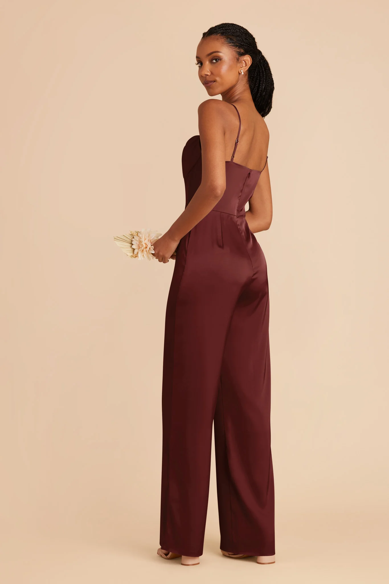 Donna Matte Satin Jumpsuit - Cabernet - Image 5