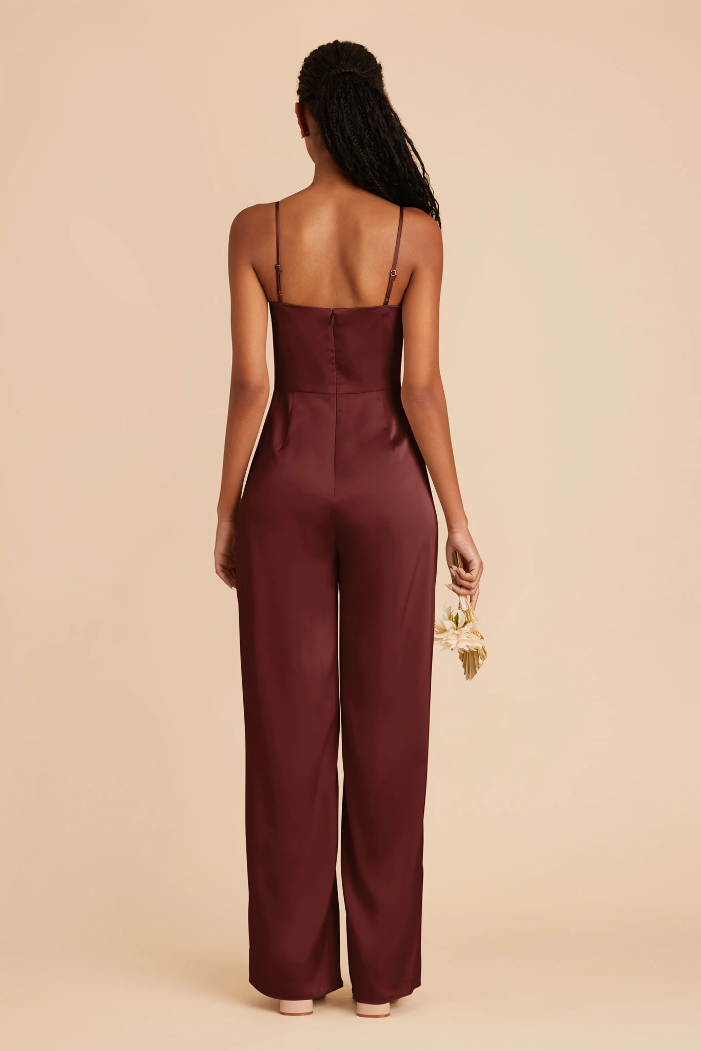 Donna Matte Satin Jumpsuit - Cabernet - Image 6