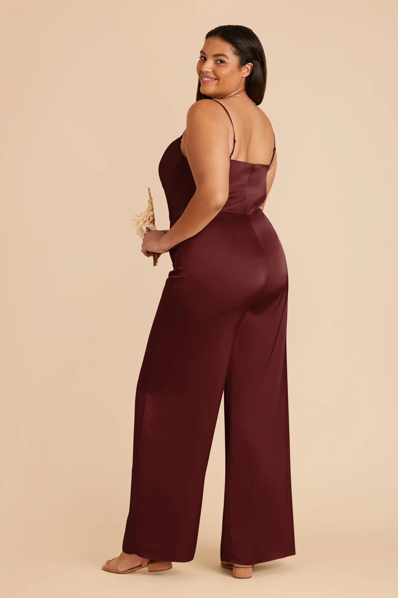 Donna Matte Satin Jumpsuit - Cabernet - Image 7