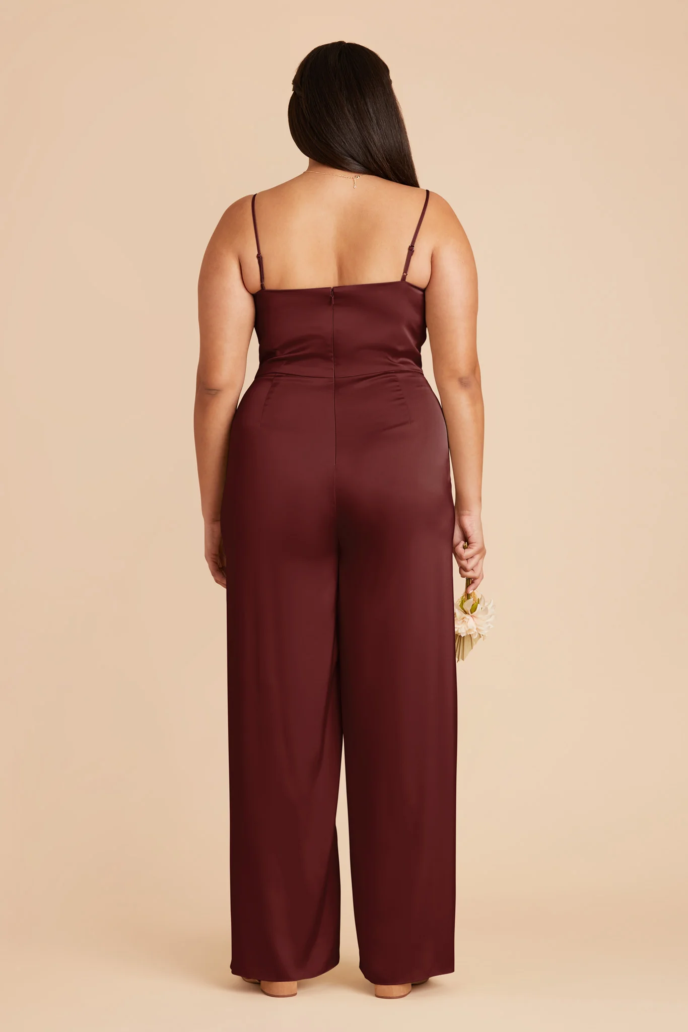 Donna Matte Satin Jumpsuit - Cabernet - Image 8