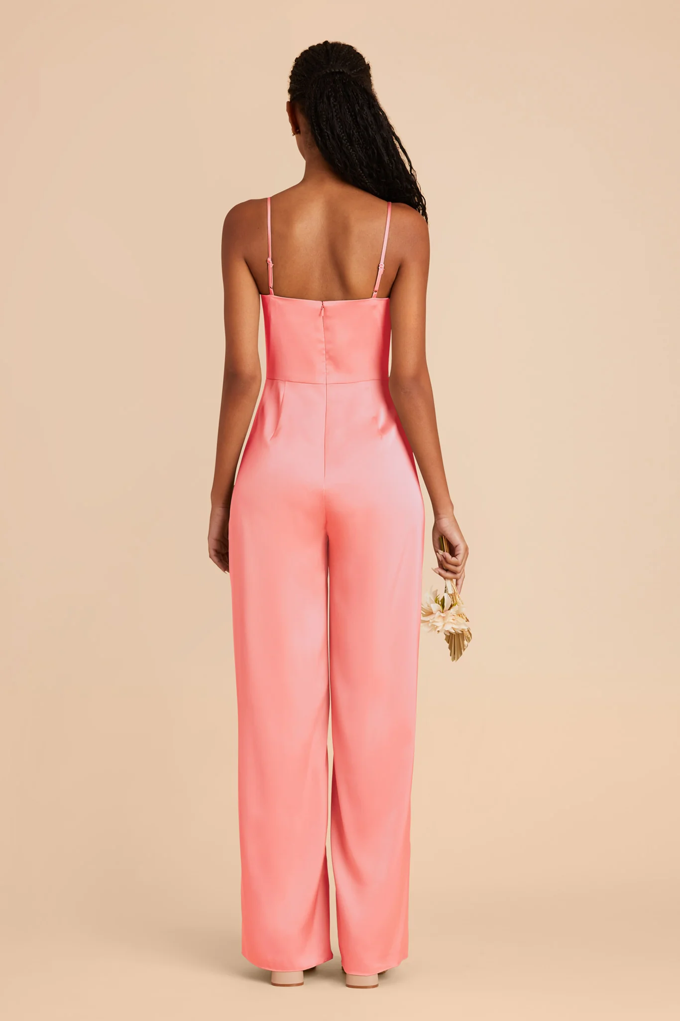 Donna Matte Satin Jumpsuit - Coral Pink - Image 6