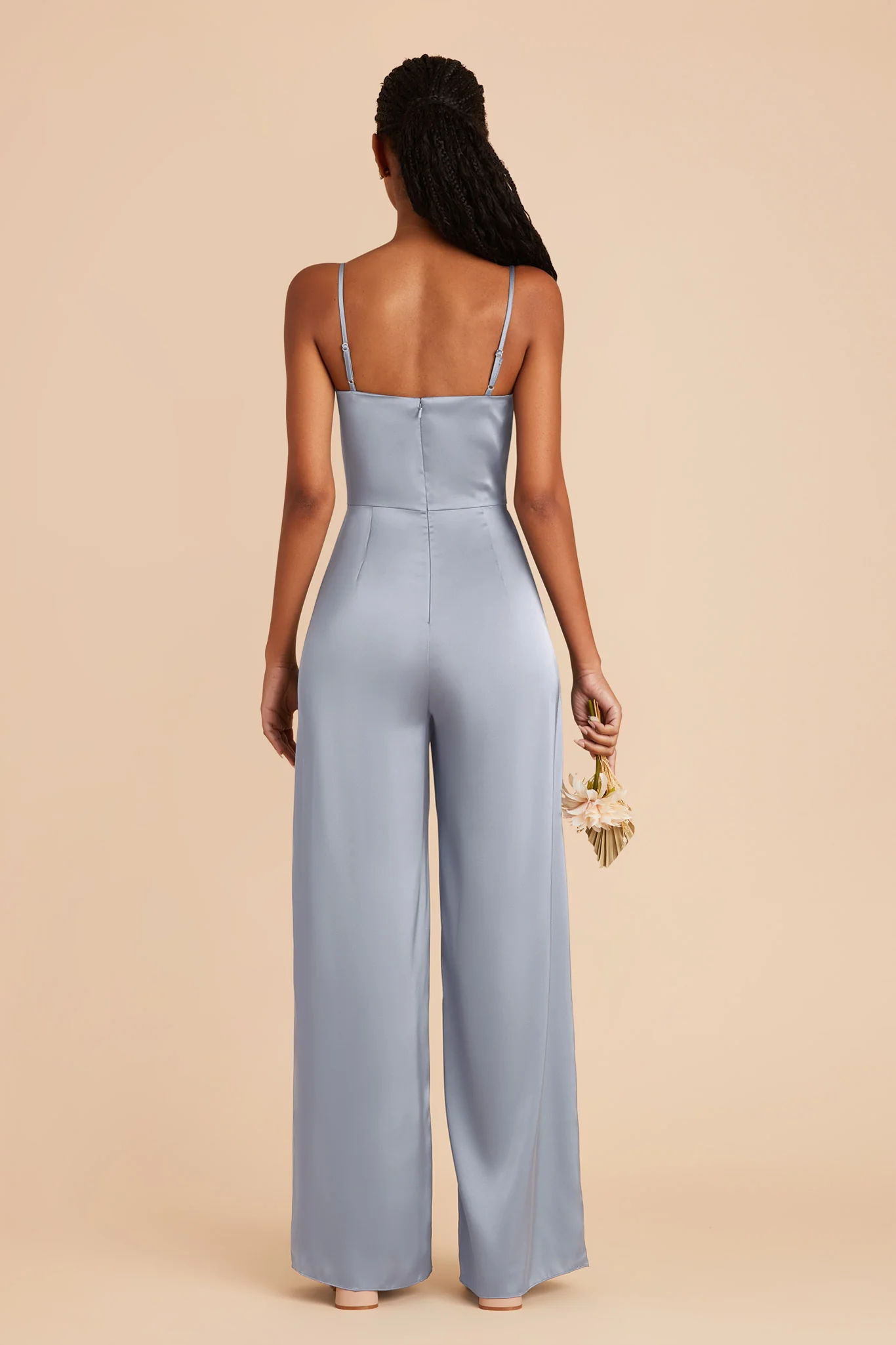 Donna Matte Satin Jumpsuit - Dusty Blue - Image 6