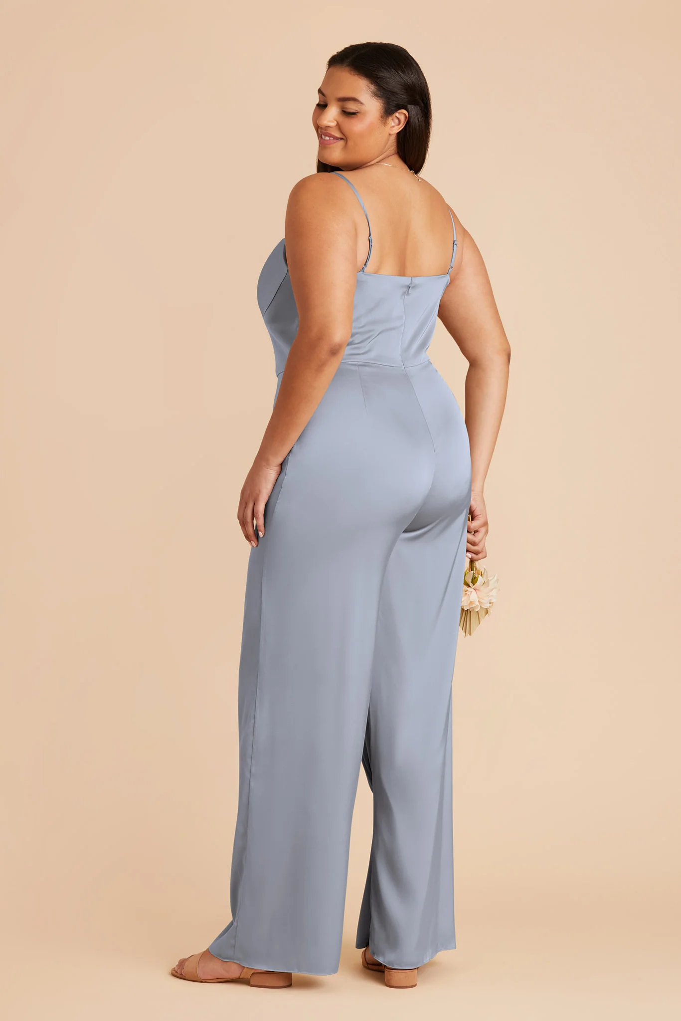 Donna Matte Satin Jumpsuit - Dusty Blue - Image 9