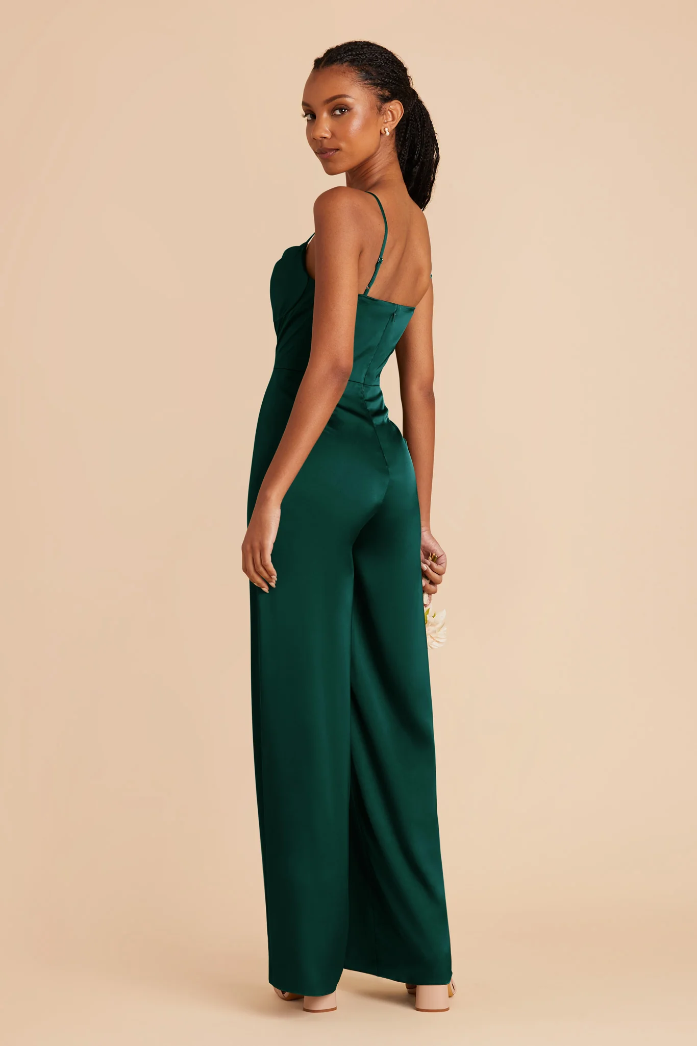 Donna Matte Satin Jumpsuit - Emerald - Image 4