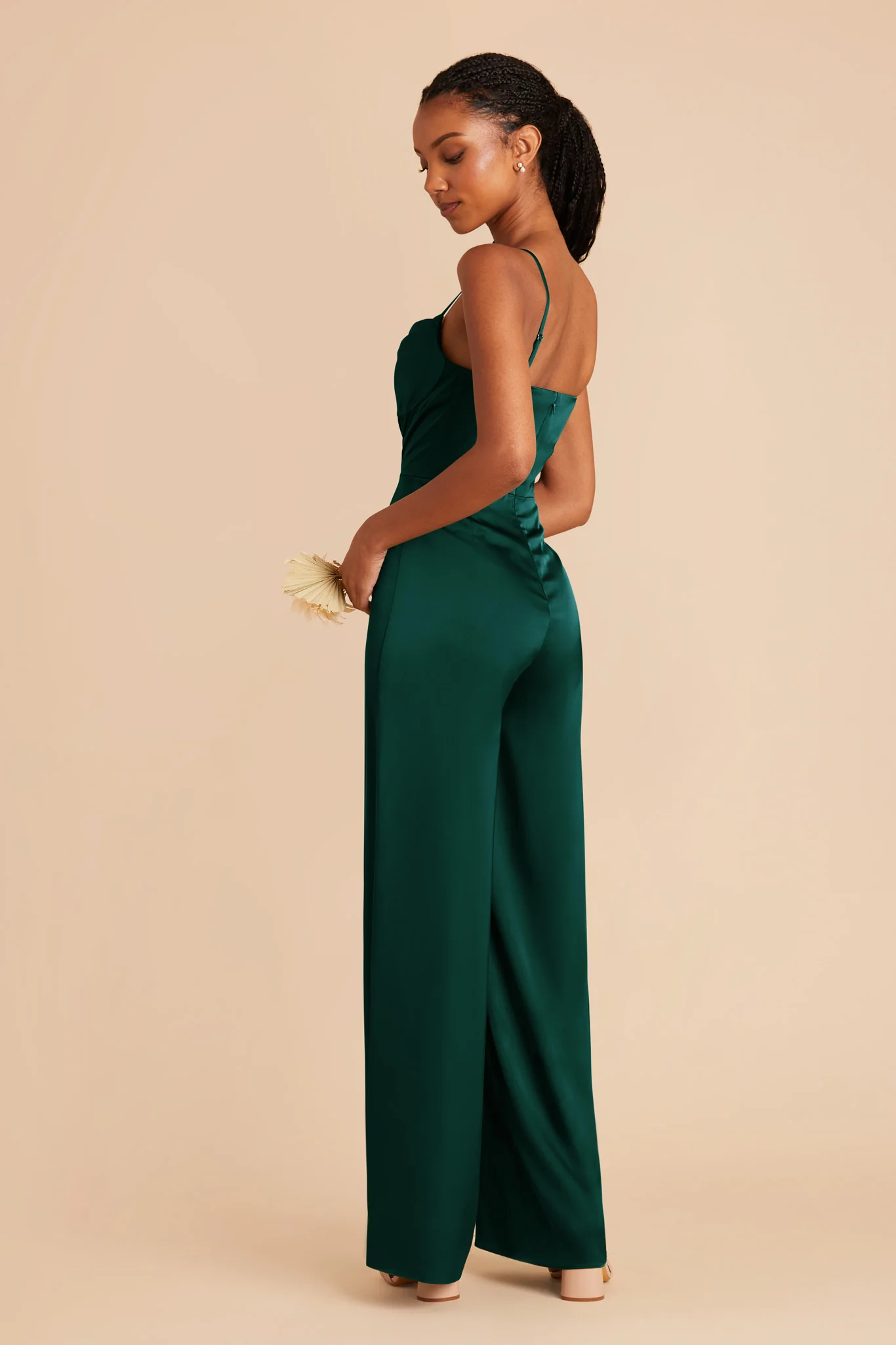 Donna Matte Satin Jumpsuit - Emerald - Image 5