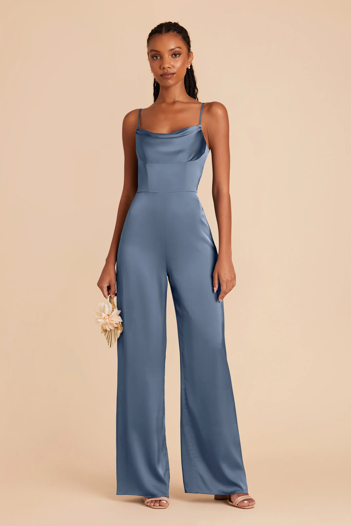 Donna Matte Satin Jumpsuit - French Blue