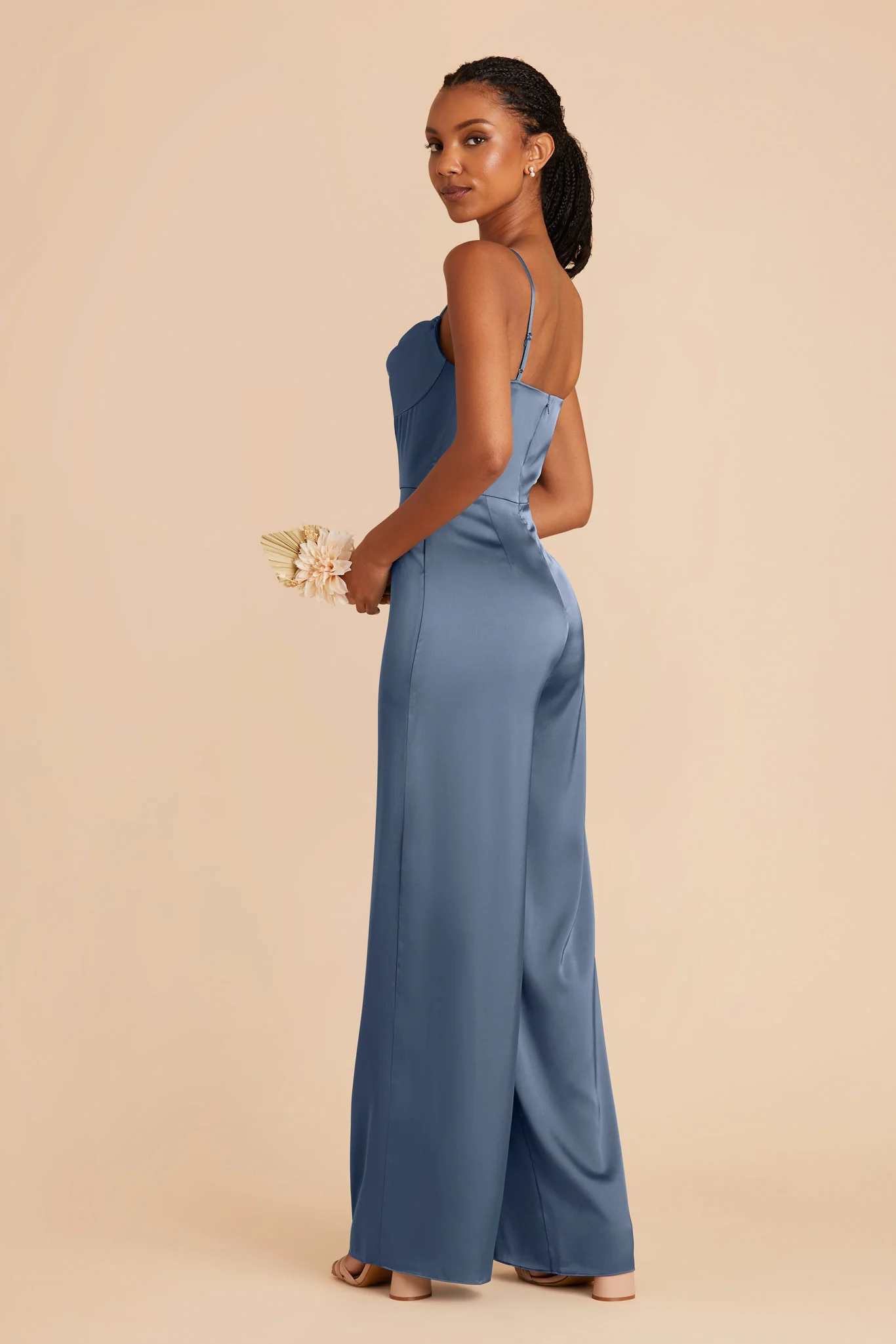Donna Matte Satin Jumpsuit - French Blue - Image 4