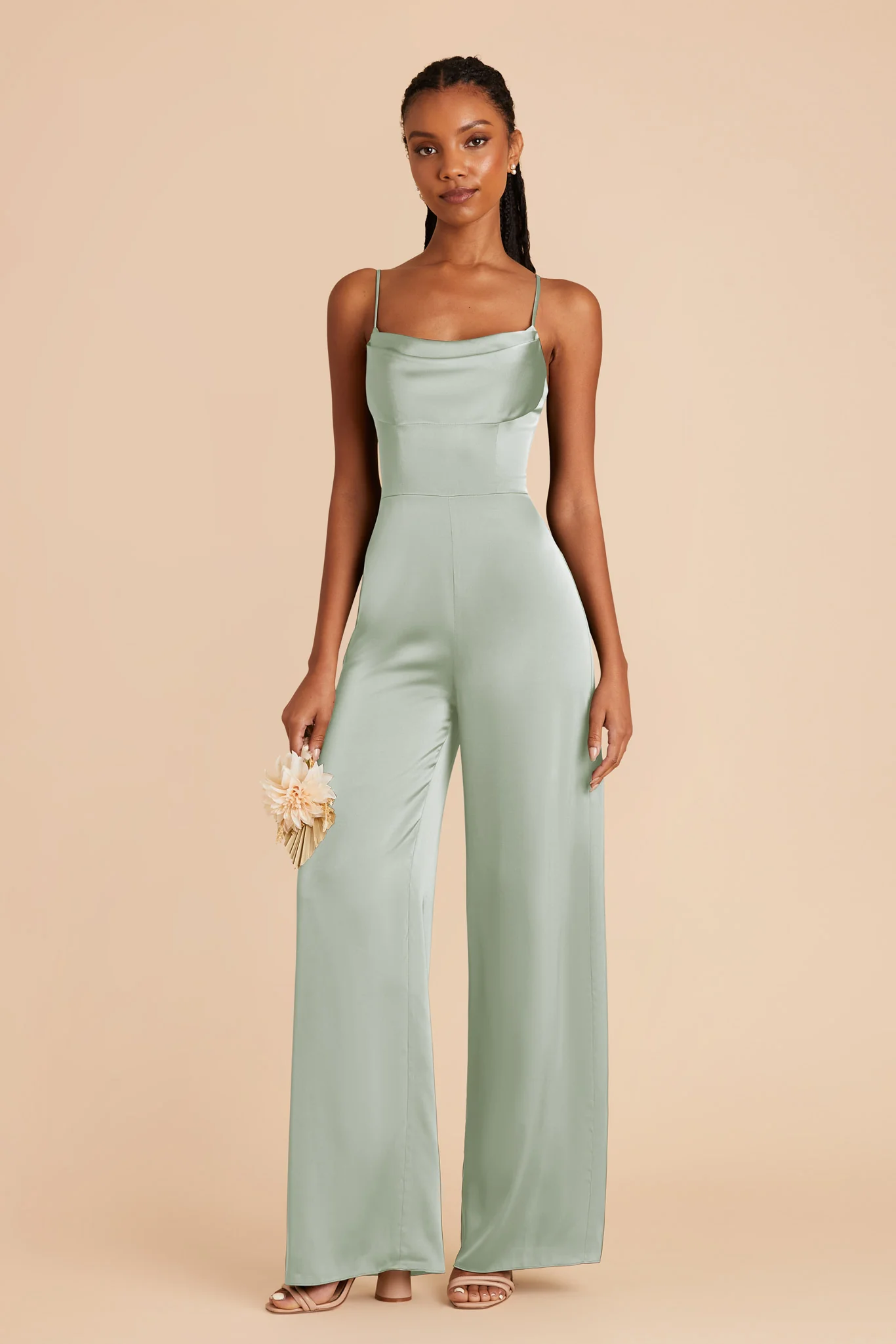 Donna Matte Satin Jumpsuit - Sage