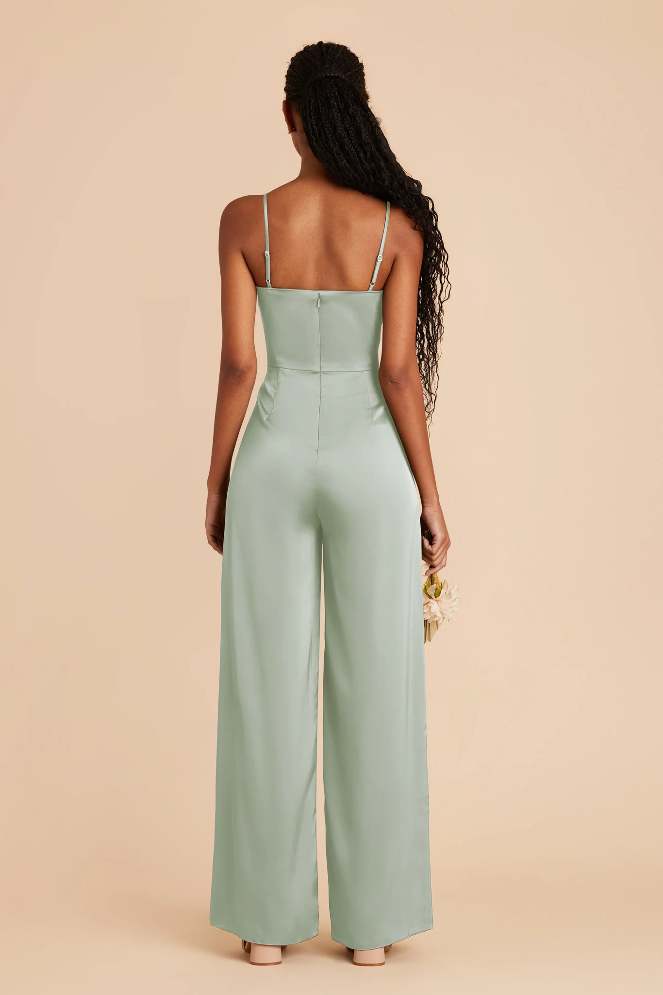 Donna Matte Satin Jumpsuit - Sage - Image 6