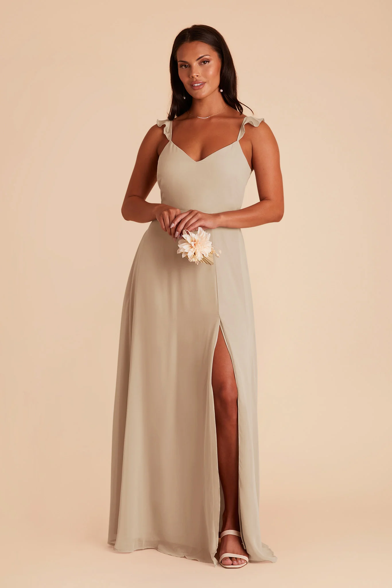 Doris Chiffon Dress - Almond - Image 3