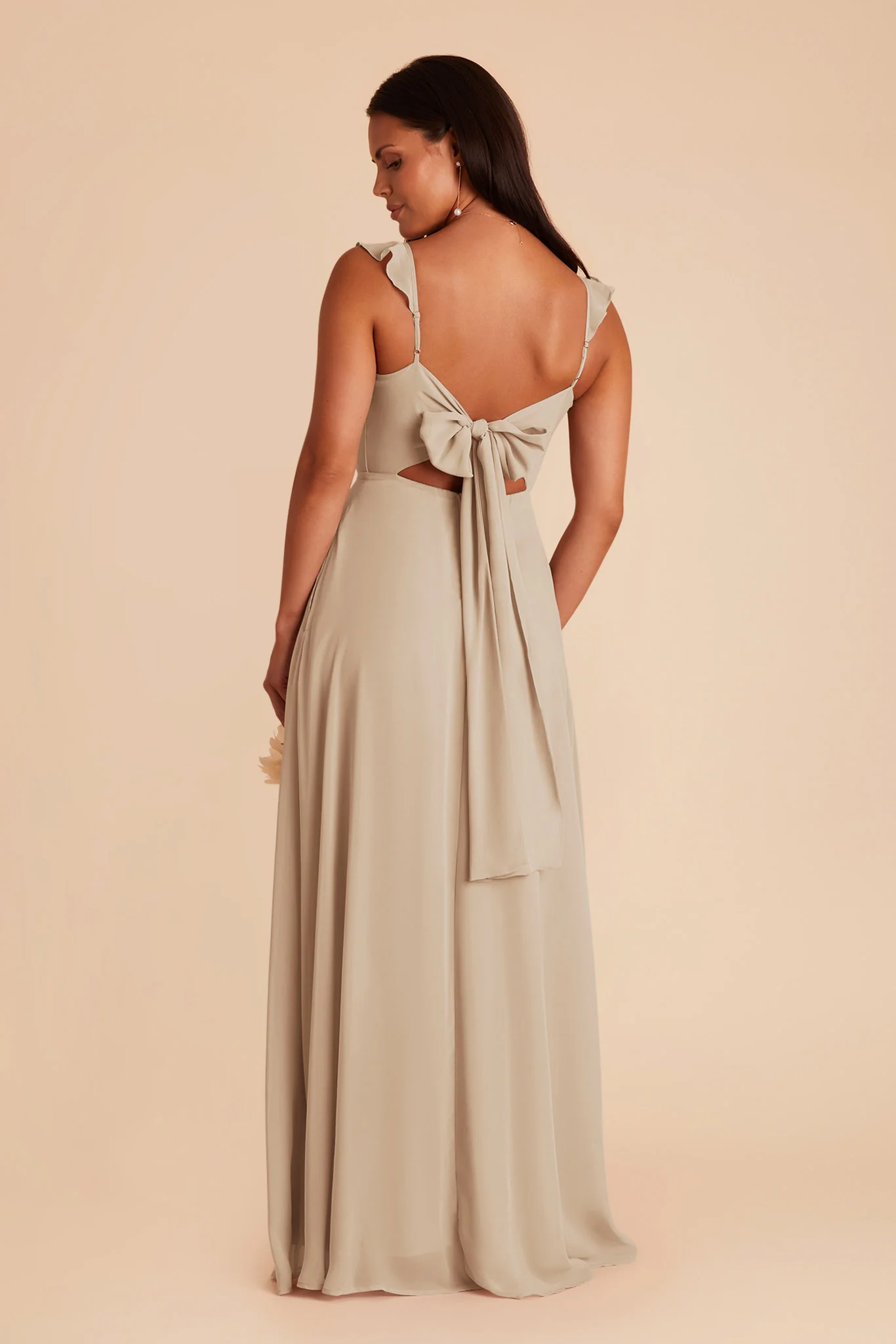 Doris Chiffon Dress - Almond - Image 4