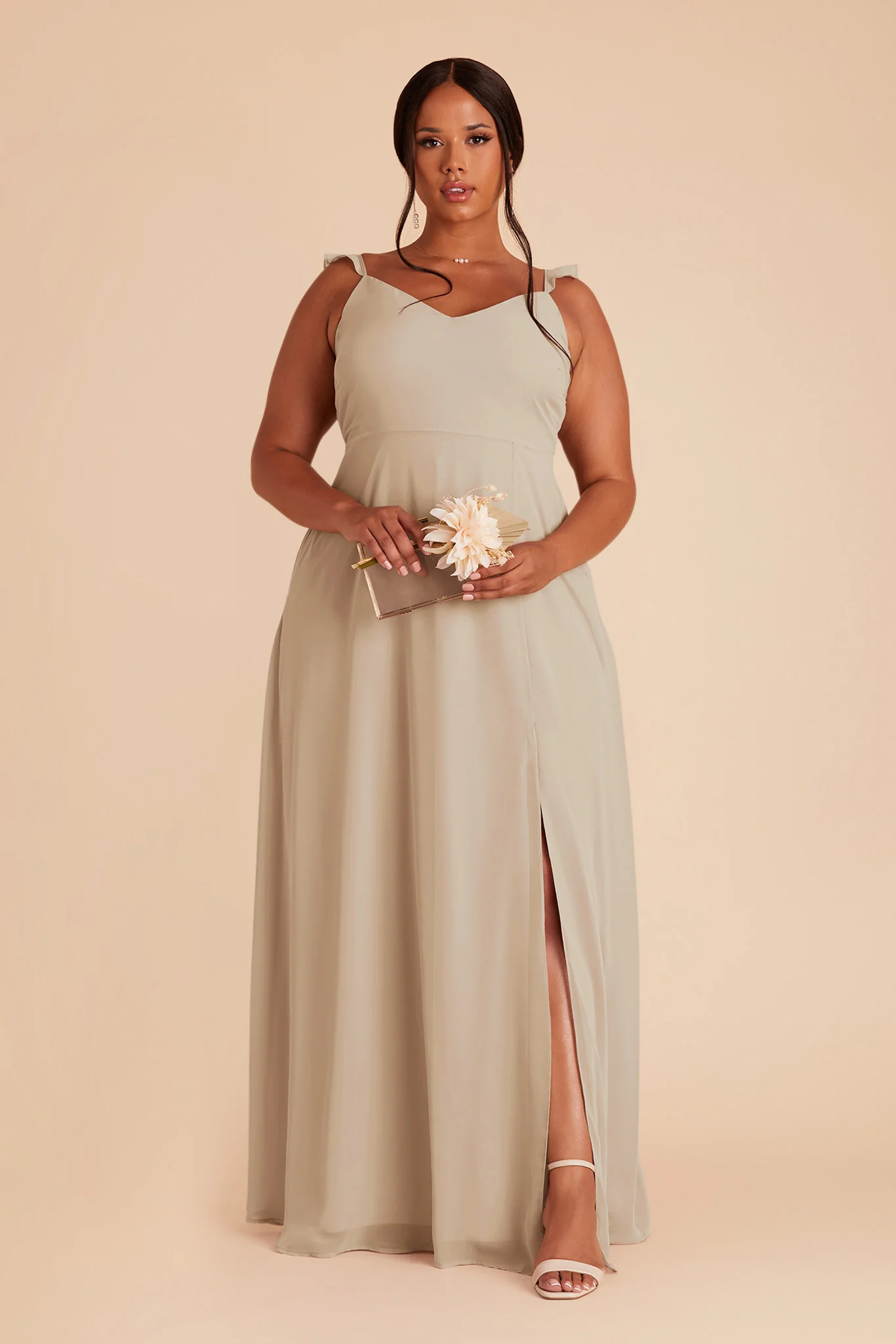 Doris Chiffon Dress - Almond - Image 5