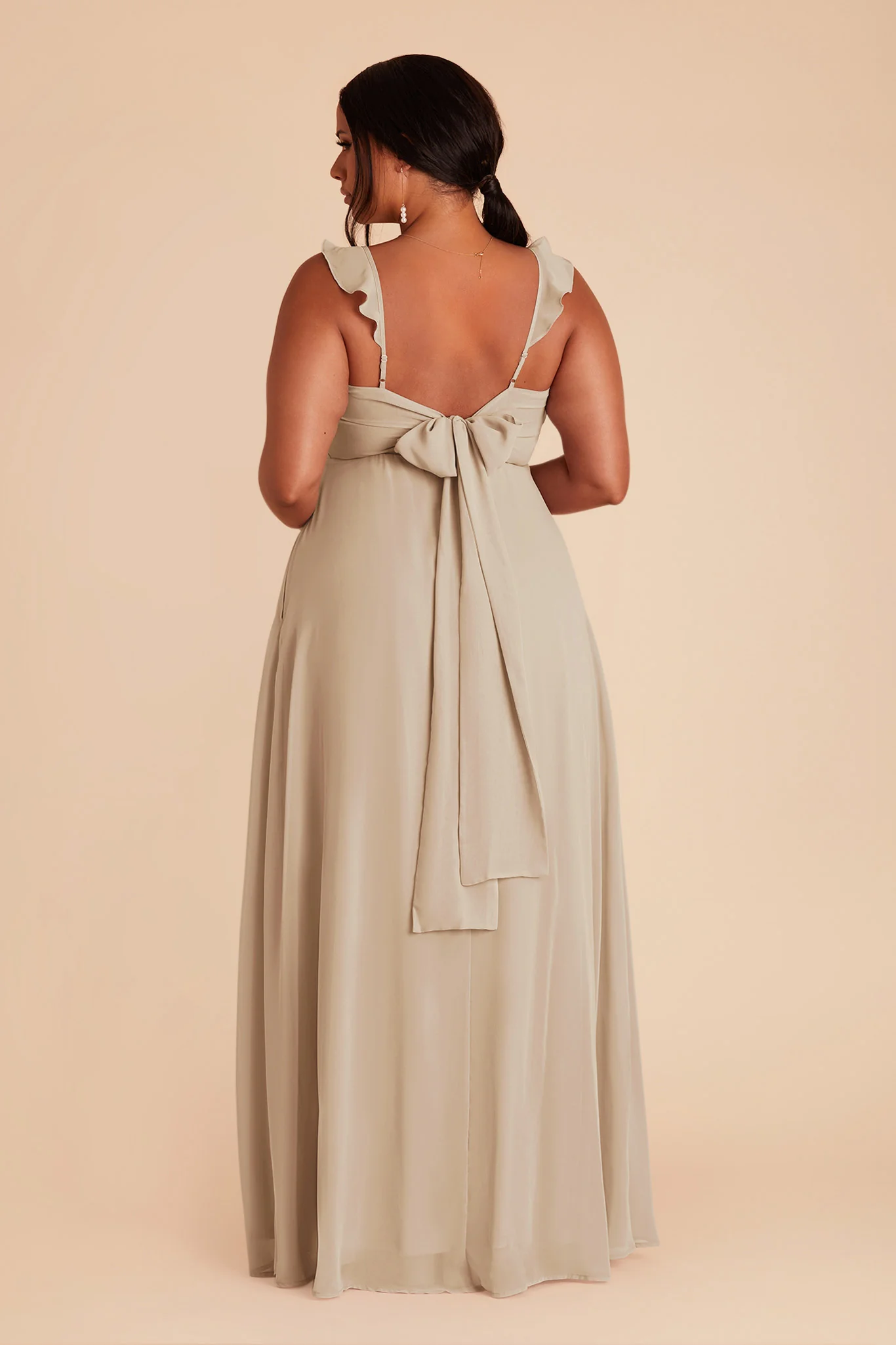 Doris Chiffon Dress - Almond - Image 6