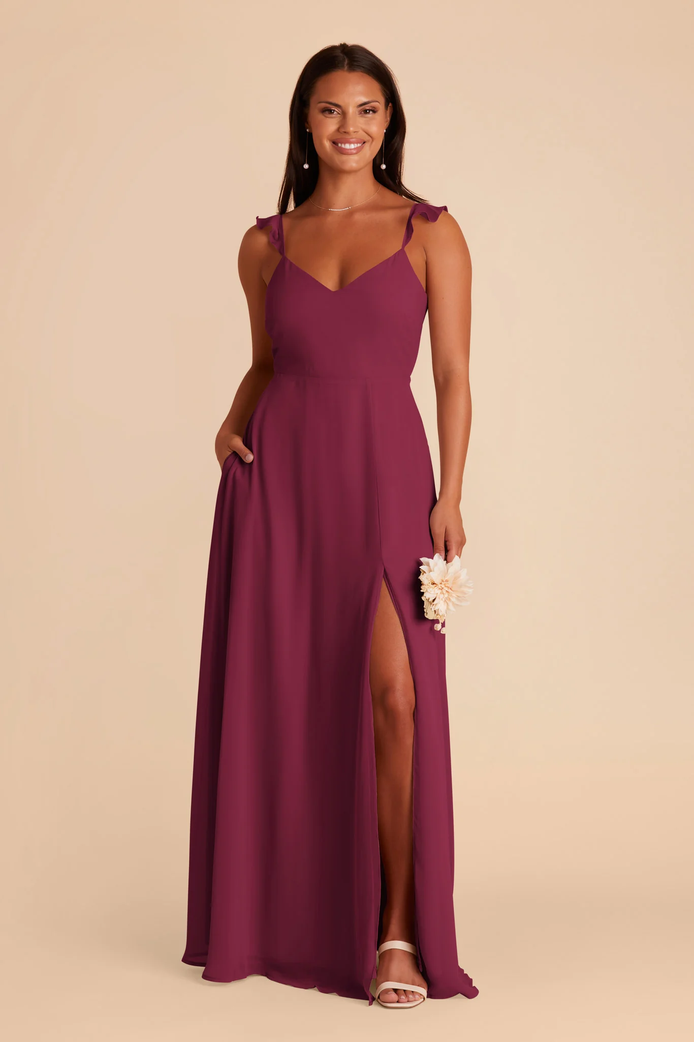 Doris Chiffon Dress - Berry - Image 3