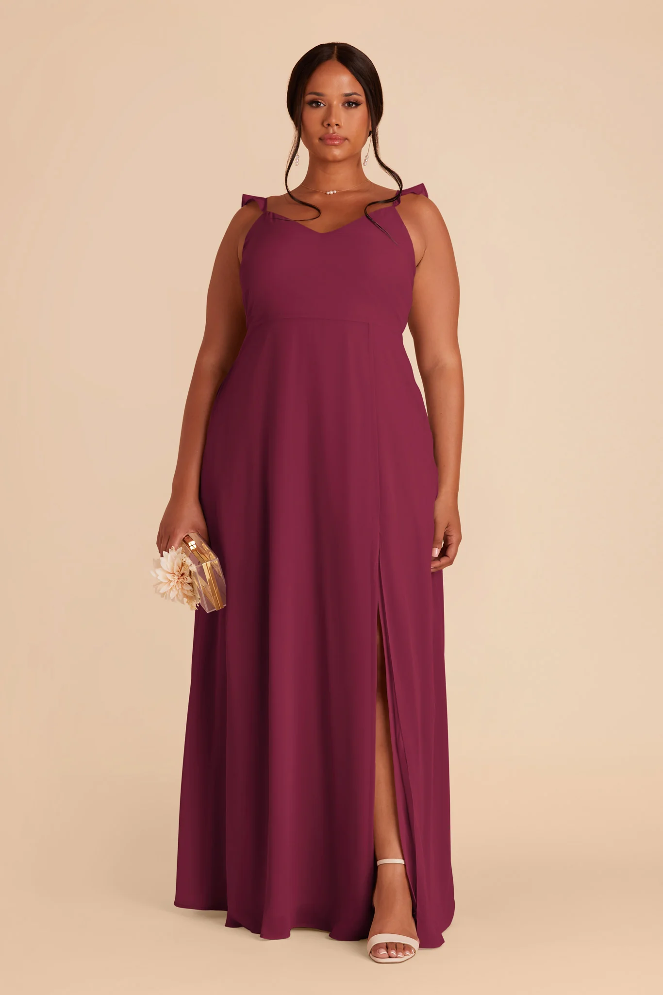 Doris Chiffon Dress - Berry - Image 7