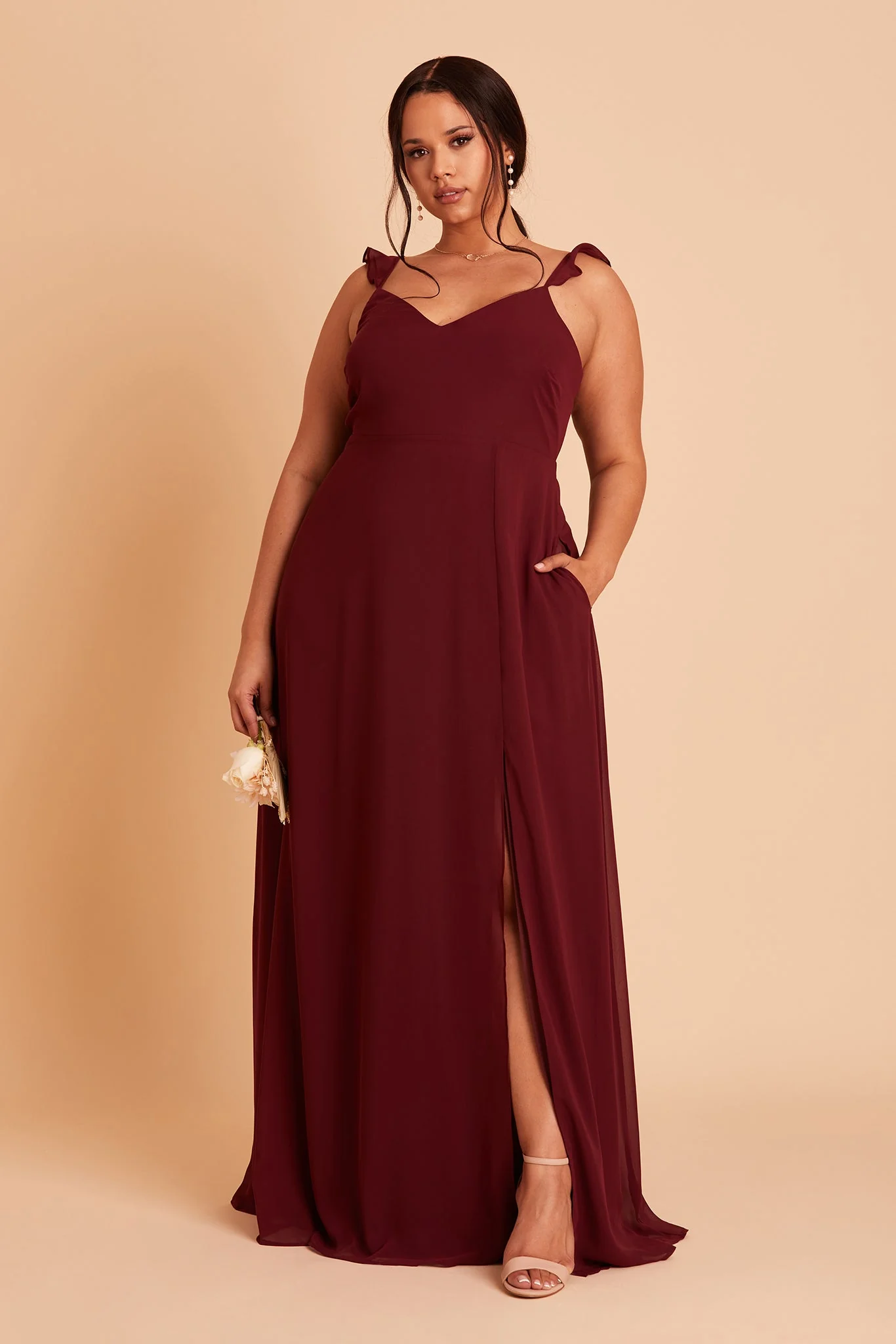 Doris Chiffon Dress - Cabernet - Image 11