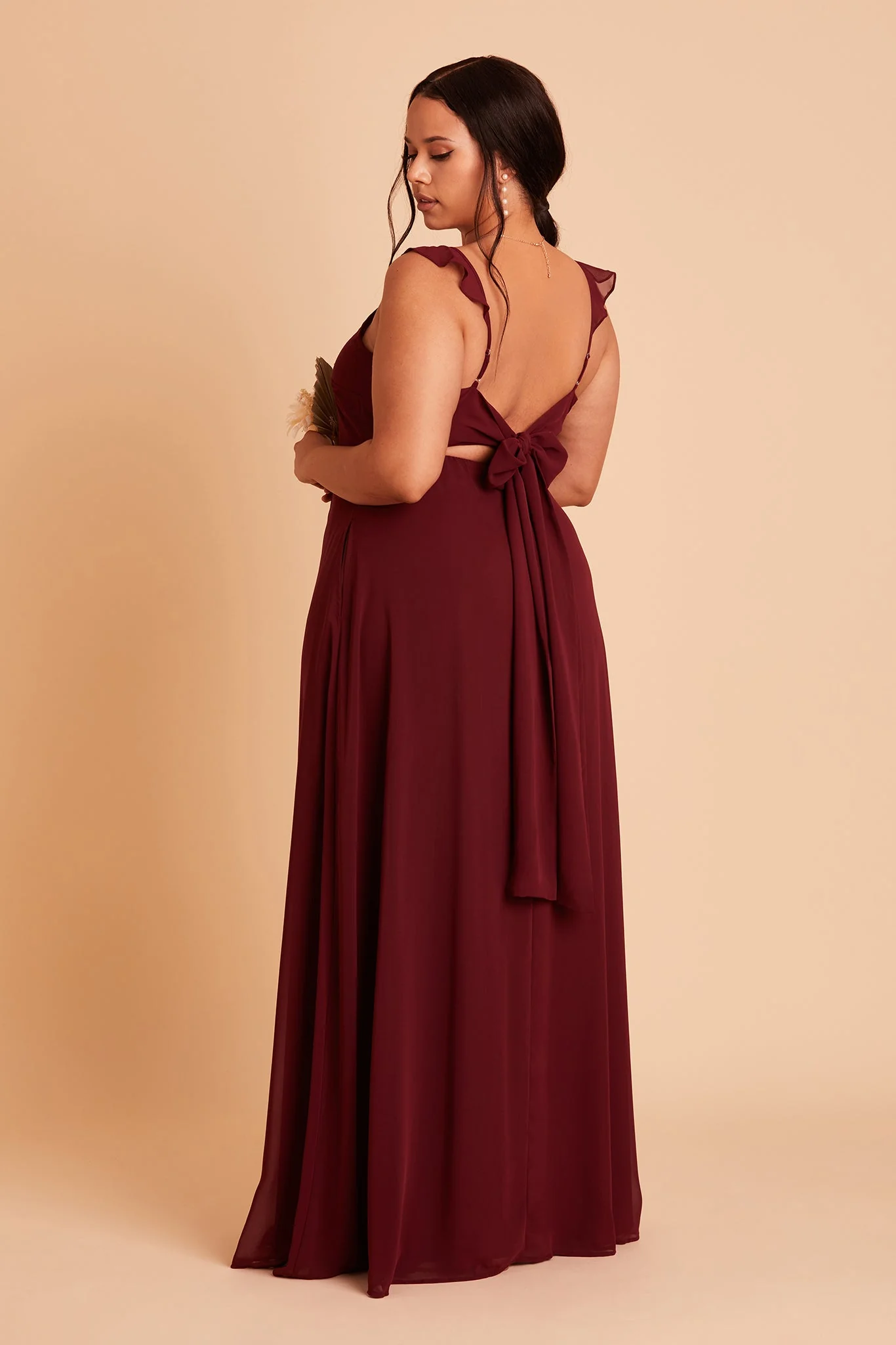 Doris Chiffon Dress - Cabernet - Image 13