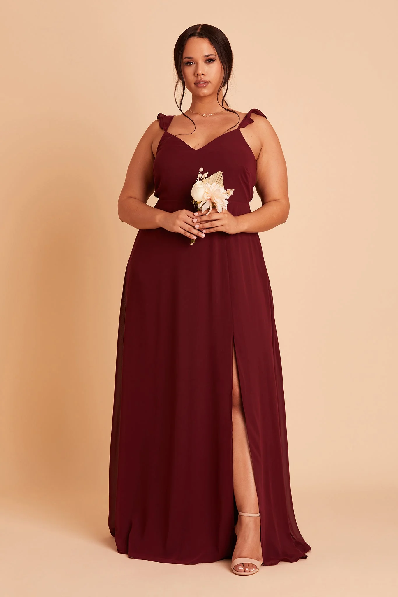 Doris Chiffon Dress - Cabernet - Image 2