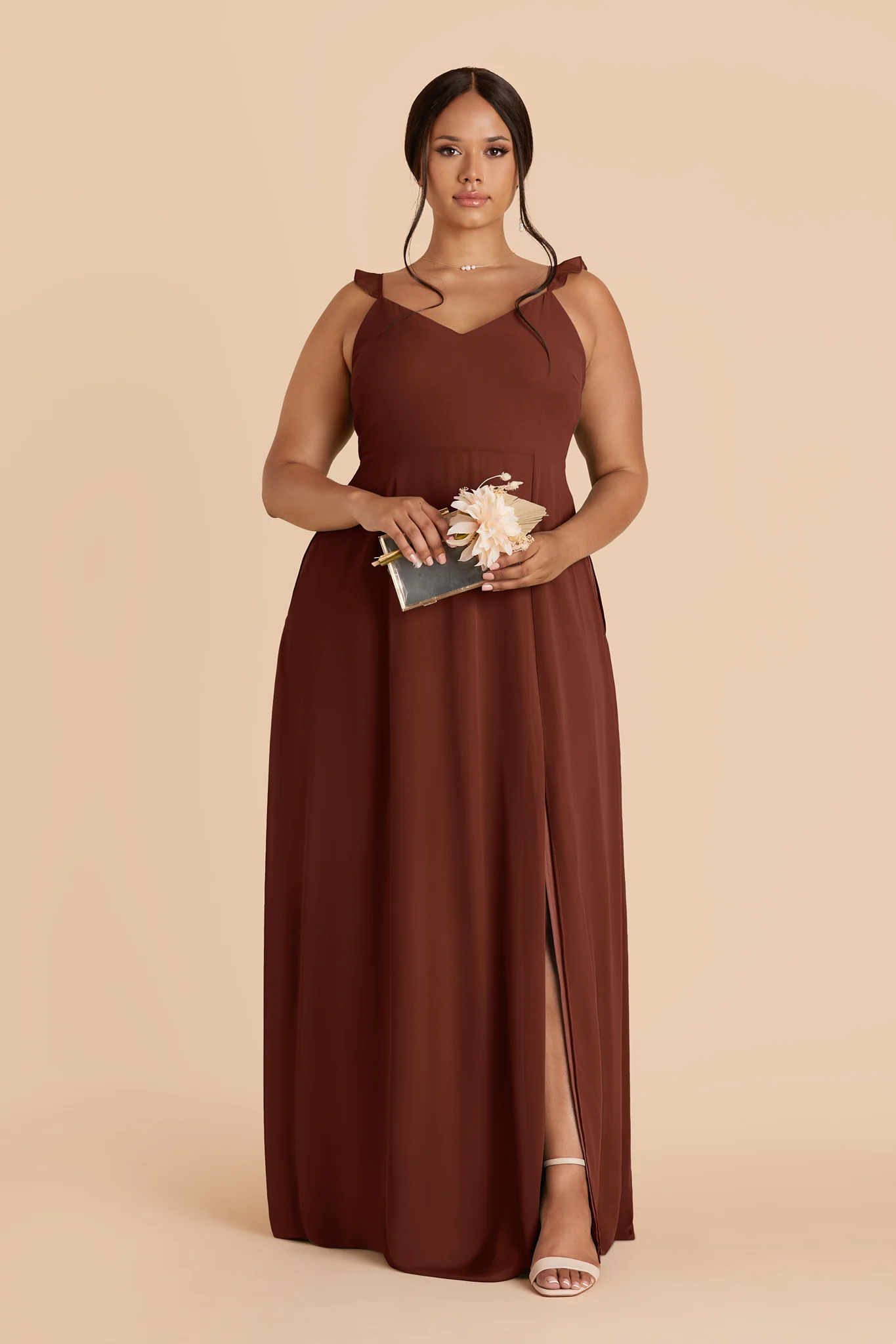 Doris Chiffon Dress - Cognac - Image 2