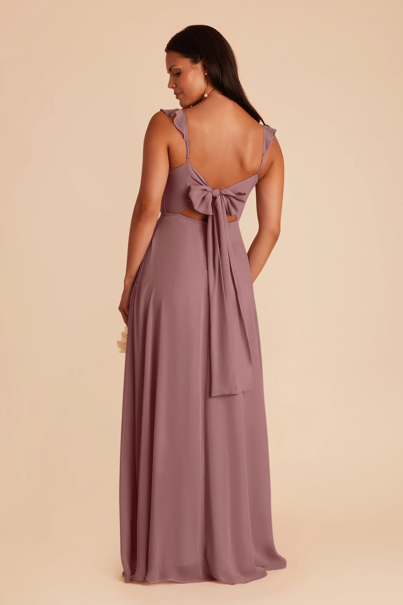 Doris Chiffon Dress - Dark Mauve - Image 4