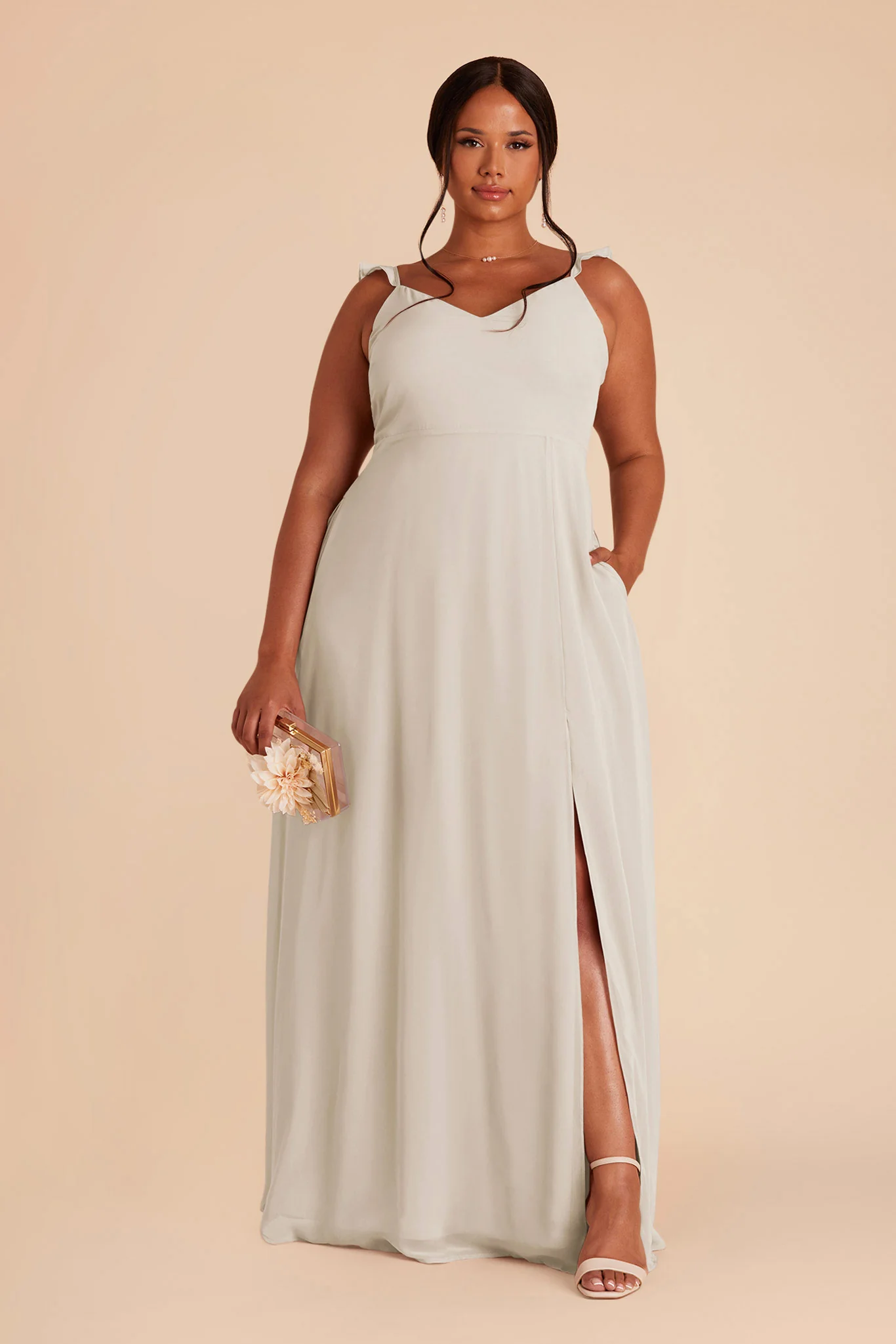 Doris Chiffon Dress - Dove Gray - Image 2