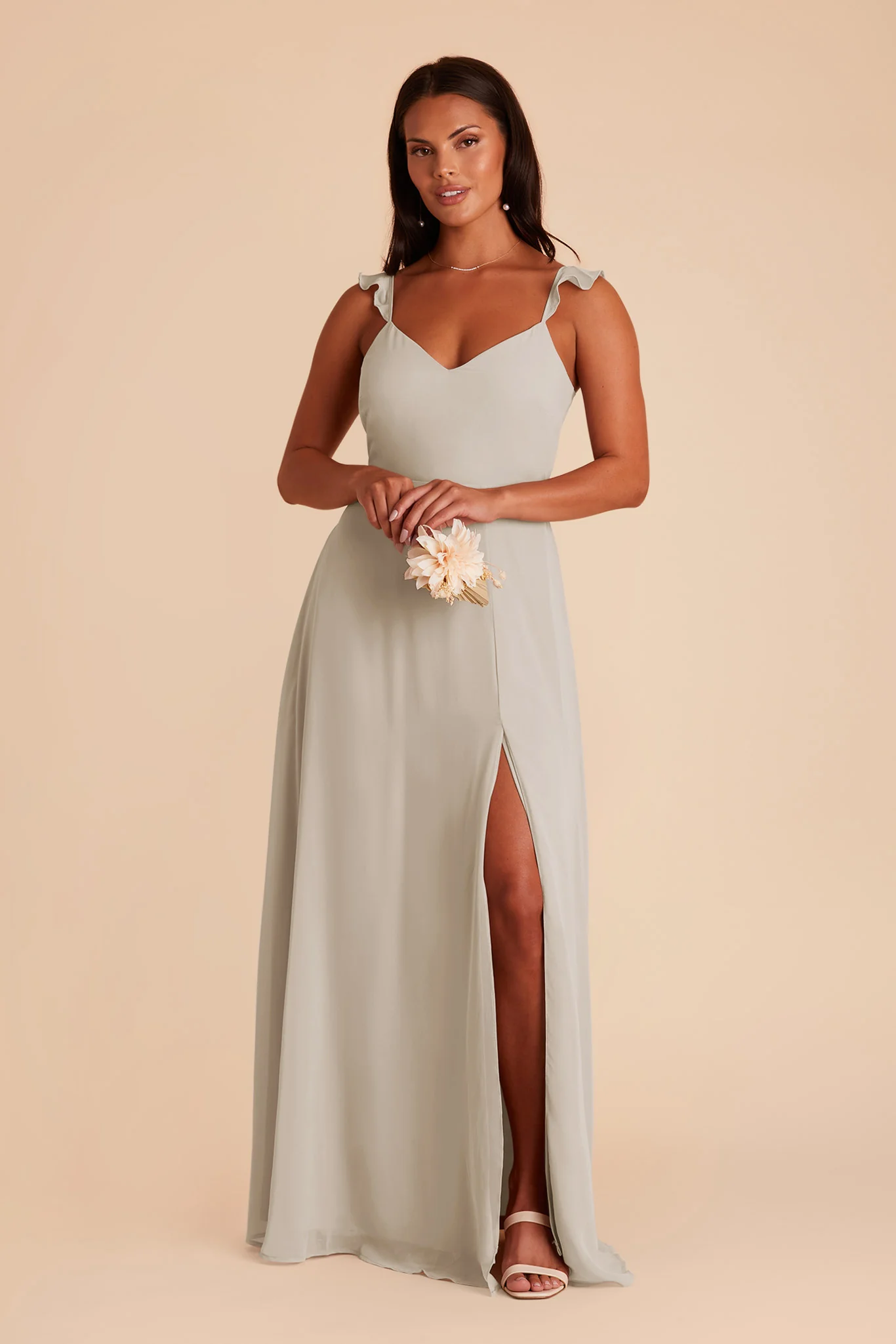 Doris Chiffon Dress - Dove Gray - Image 3