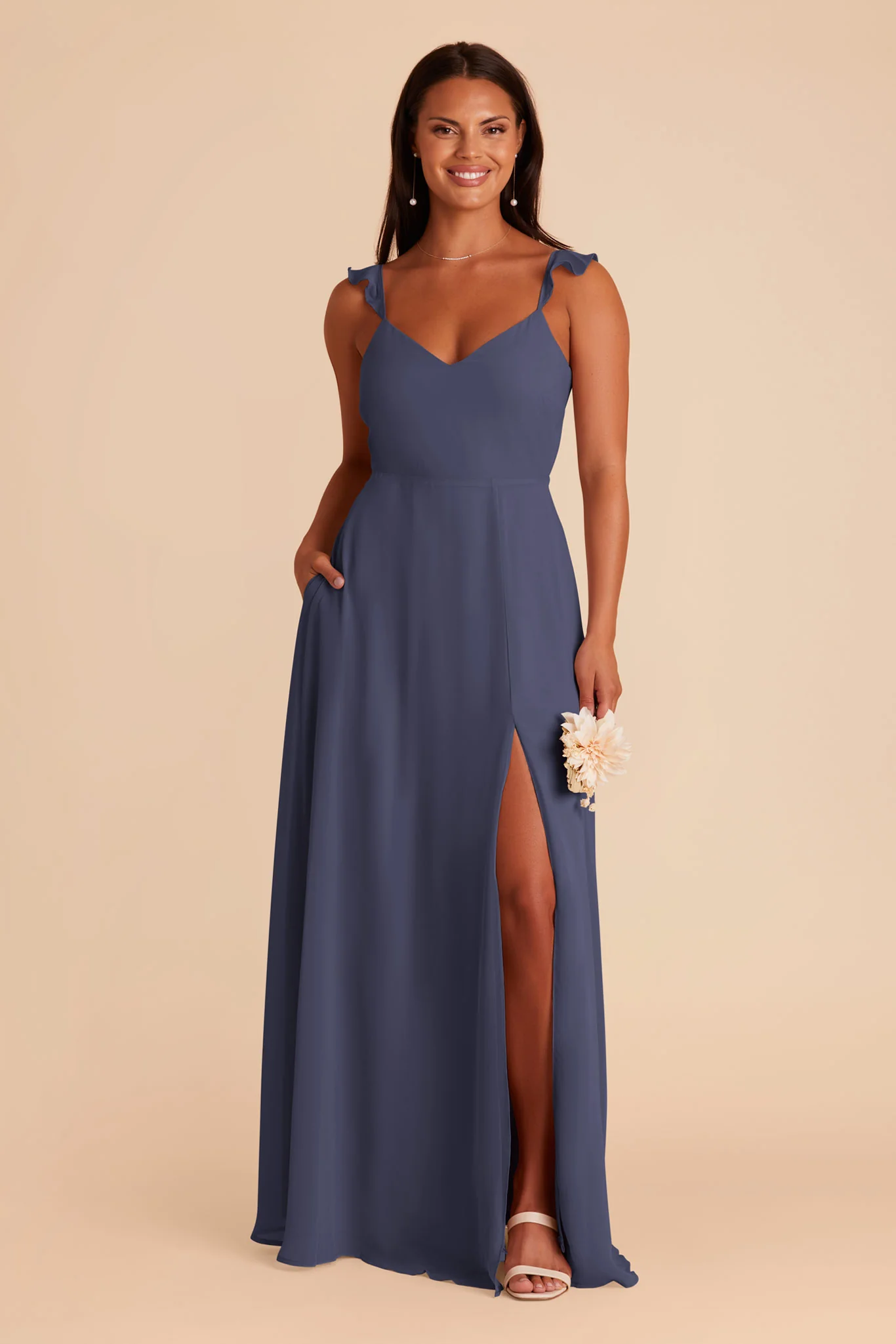 Doris Chiffon Dress - Dusk Blue - Image 3