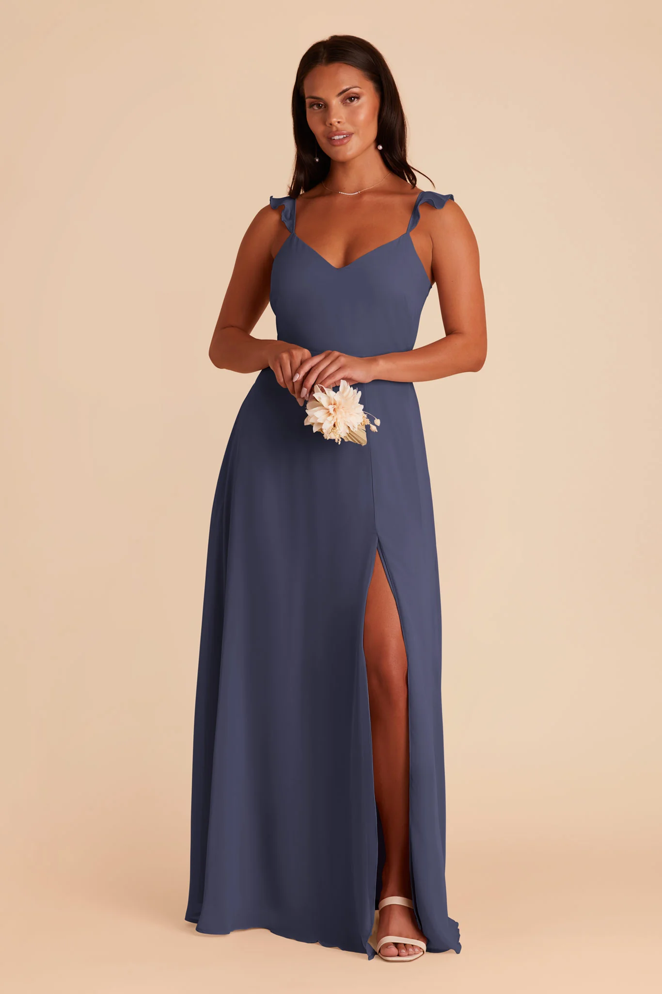 Doris Chiffon Dress - Dusk Blue - Image 4