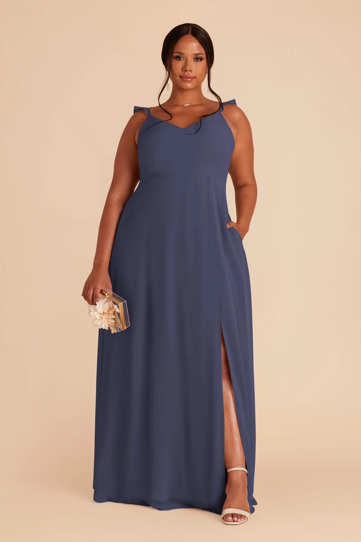 Doris Chiffon Dress - Dusk Blue - Image 7