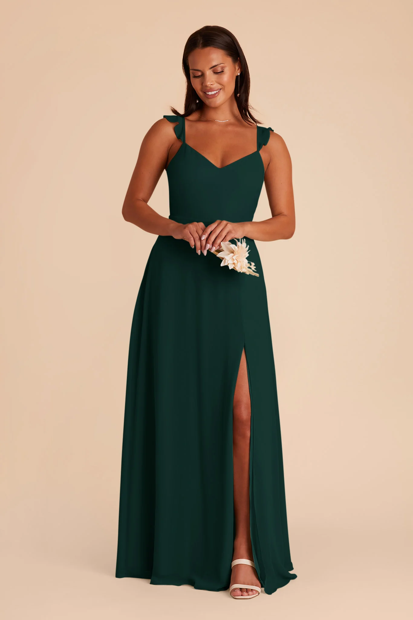 Doris Chiffon Dress - Emerald - Image 3