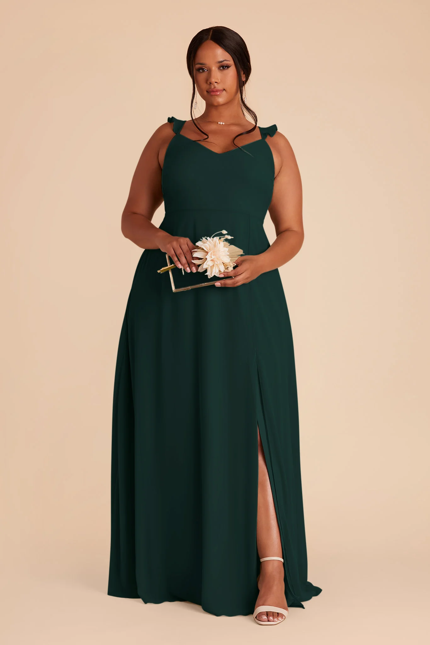 Doris Chiffon Dress - Emerald - Image 5