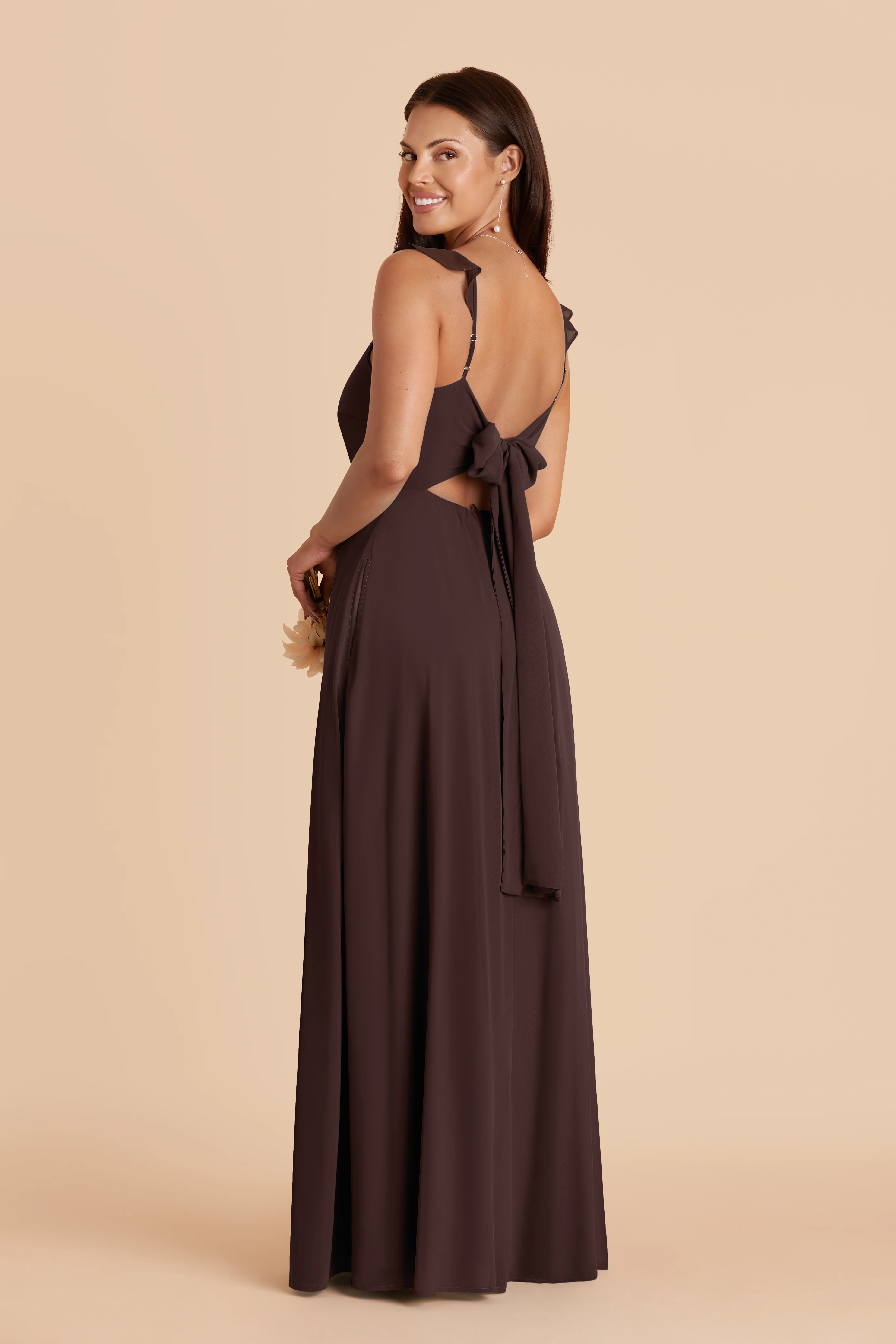 Doris Chiffon Dress - Espresso - Image 4